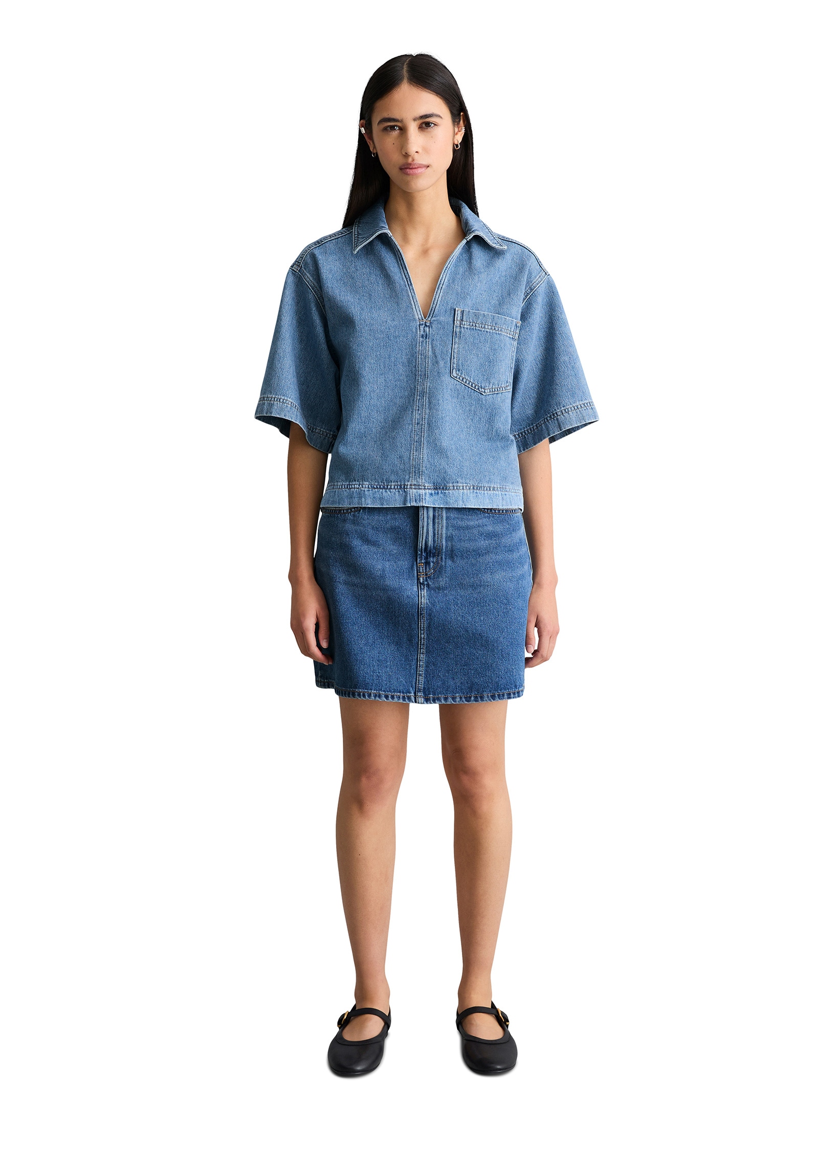 Marc O'Polo DENIM Kurzarmbluse »aus reinem Organic Cotton«