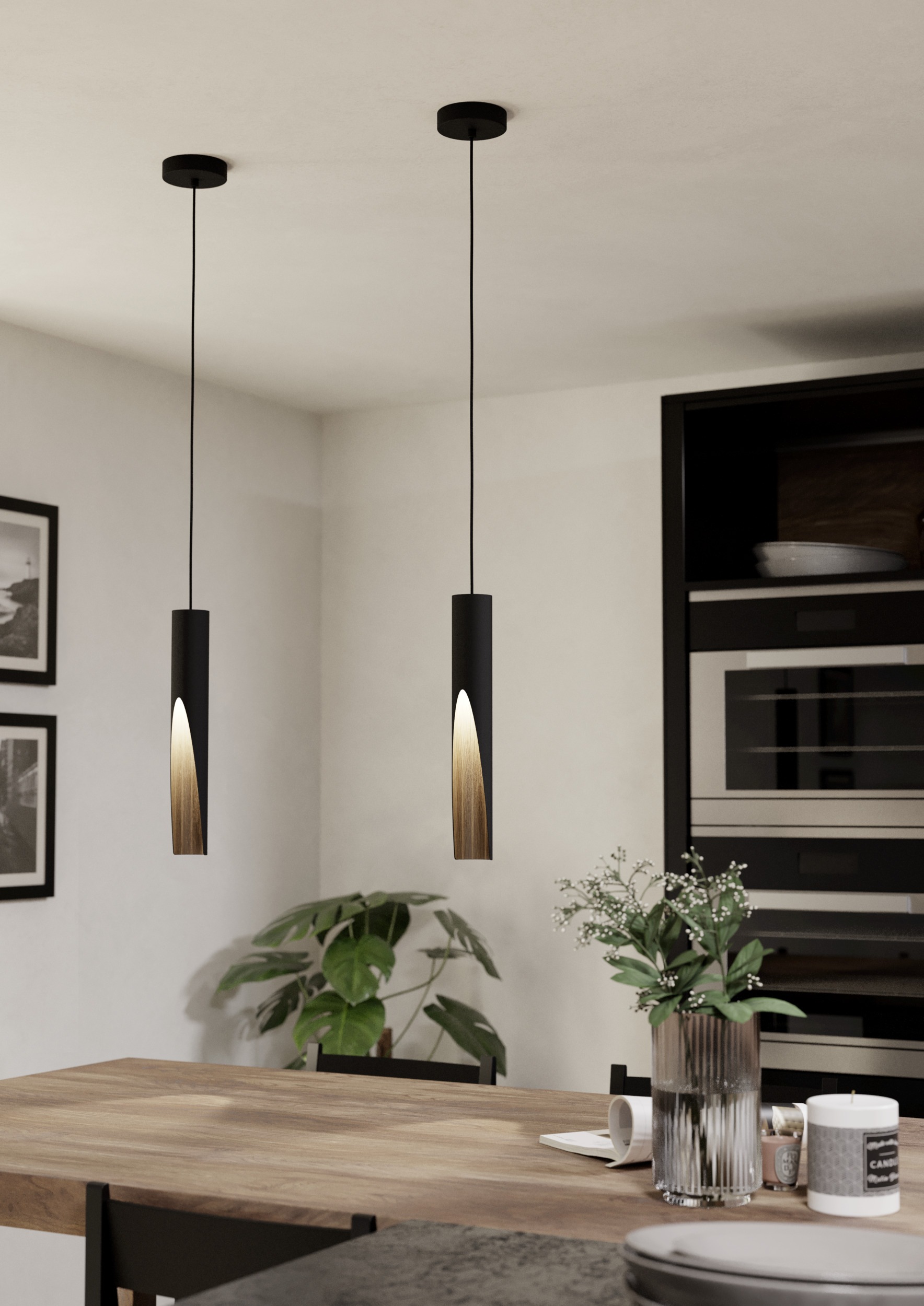 EGLO Hängeleuchte »BARBOTTO Pendellampe - Stahl, Holz - GU10 - 1X4,5W - IP20« GU10 1 Stk. Hängelampe, Deckenlampe, Wohnzimmer, Esszimmer, H110 x Ø6 cm