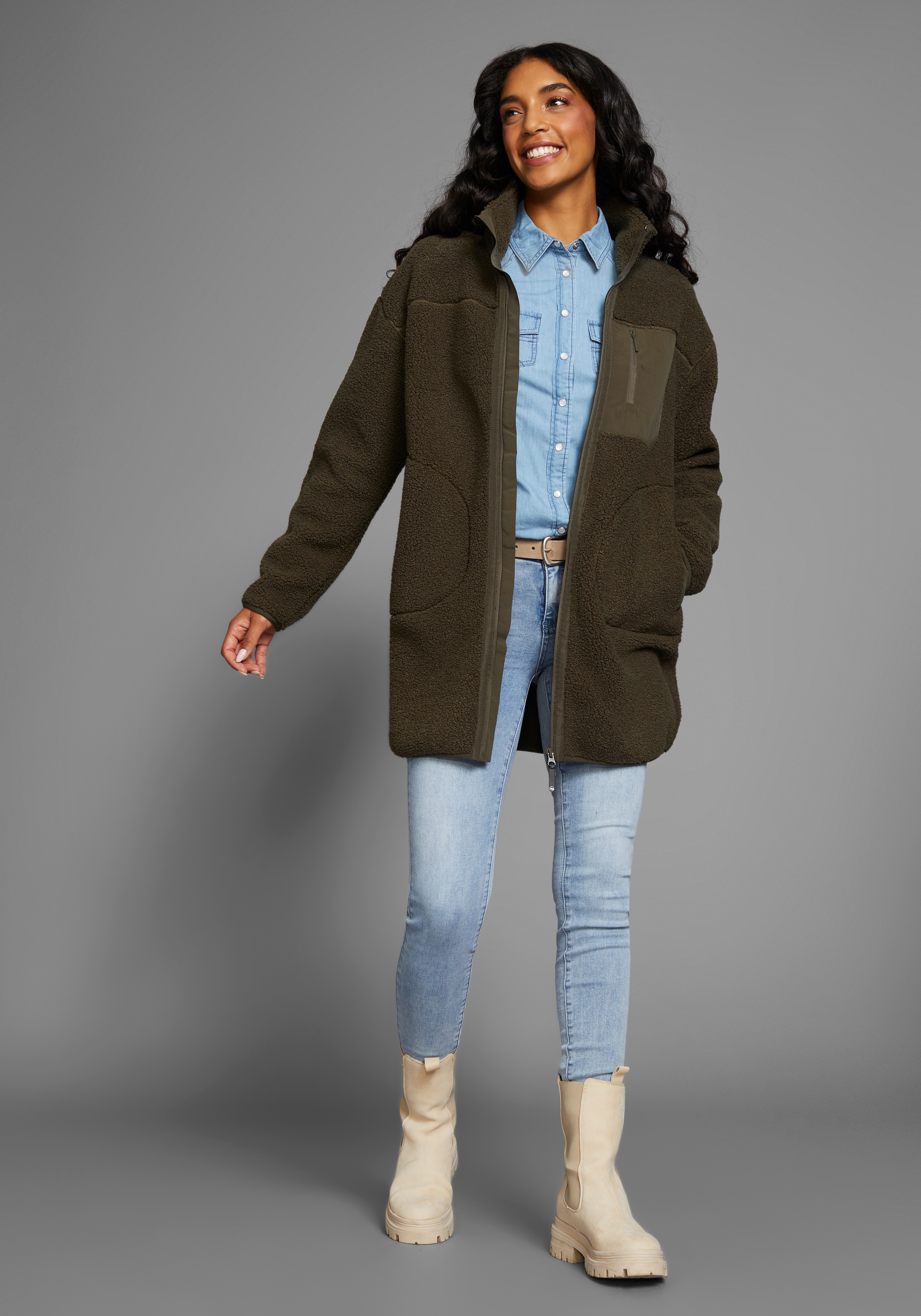 Polarino Fleecejacke, Oversize,  atmungsaktiv, schnell trocknend