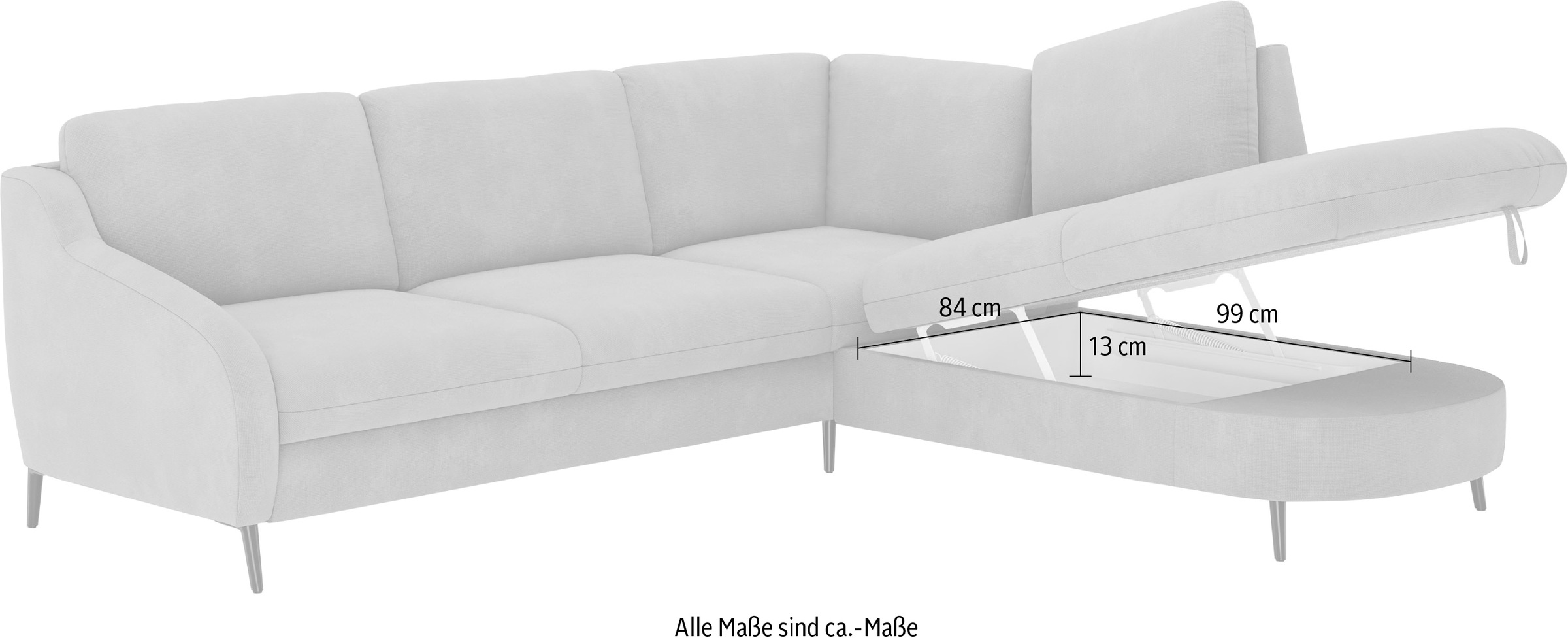sit&more Ecksofa »Soul L-Form«, wahlweise mit Bettfunktion und Bettkasten oder Schubkasten