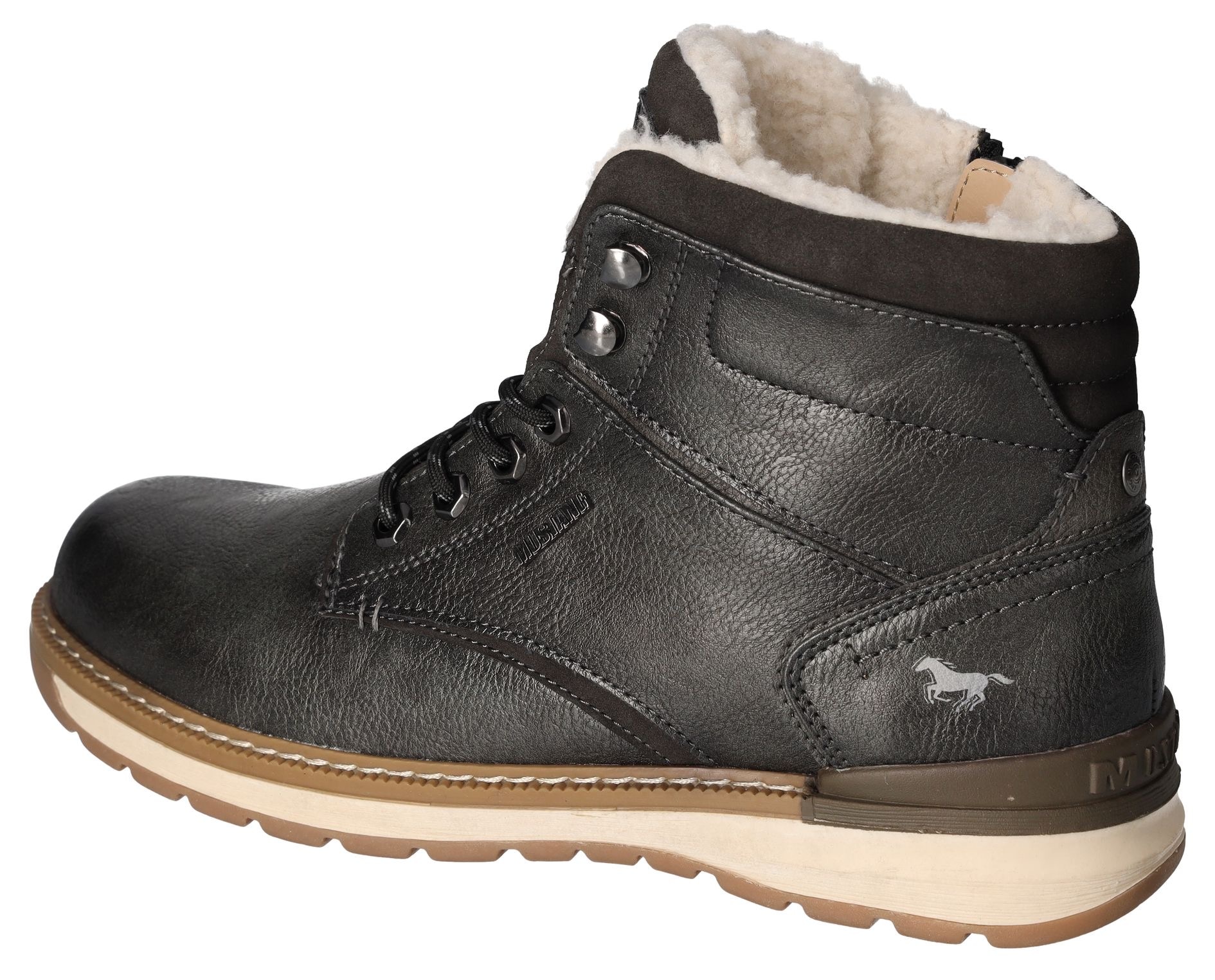 Mustang Shoes Winterboots, Casusalmode, Schnürboots, Winterstiefel mit Ösen und Logo-Aufnäher