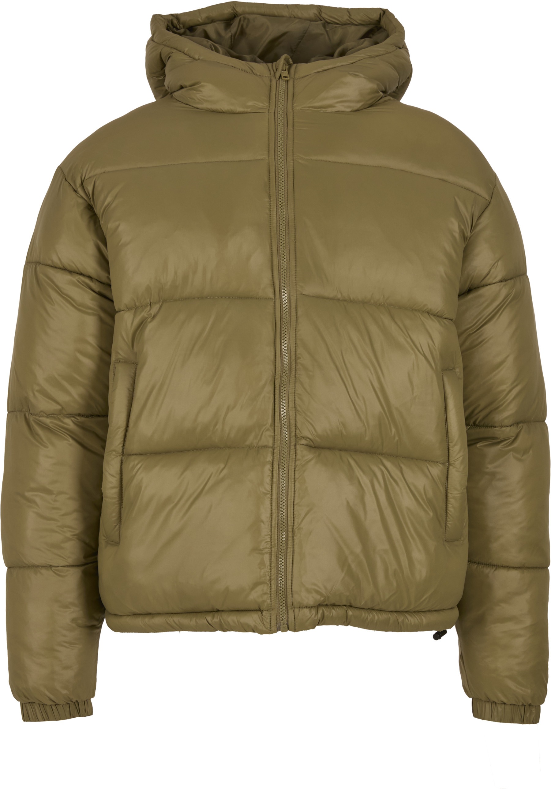 URBAN CLASSICS Winterjacke »Urban Classics Shiny Puffer Jacket With Hood« 1 Stk. tlg. mit Kapuze