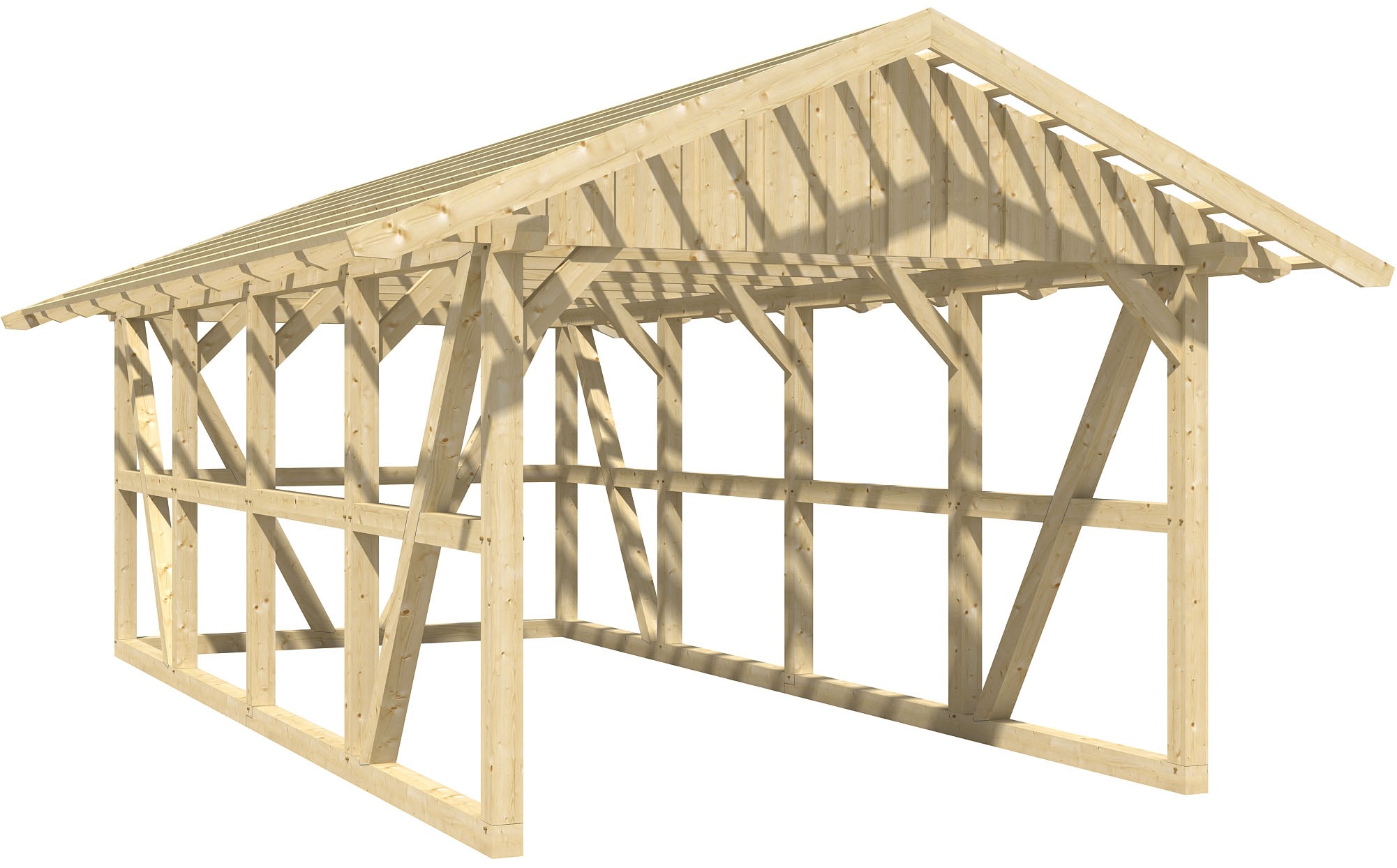 Skanholz Einzelcarport "Schwarzwald", KVH-Fichte, 300 cm, Schiefergrau, mit Dachlattung