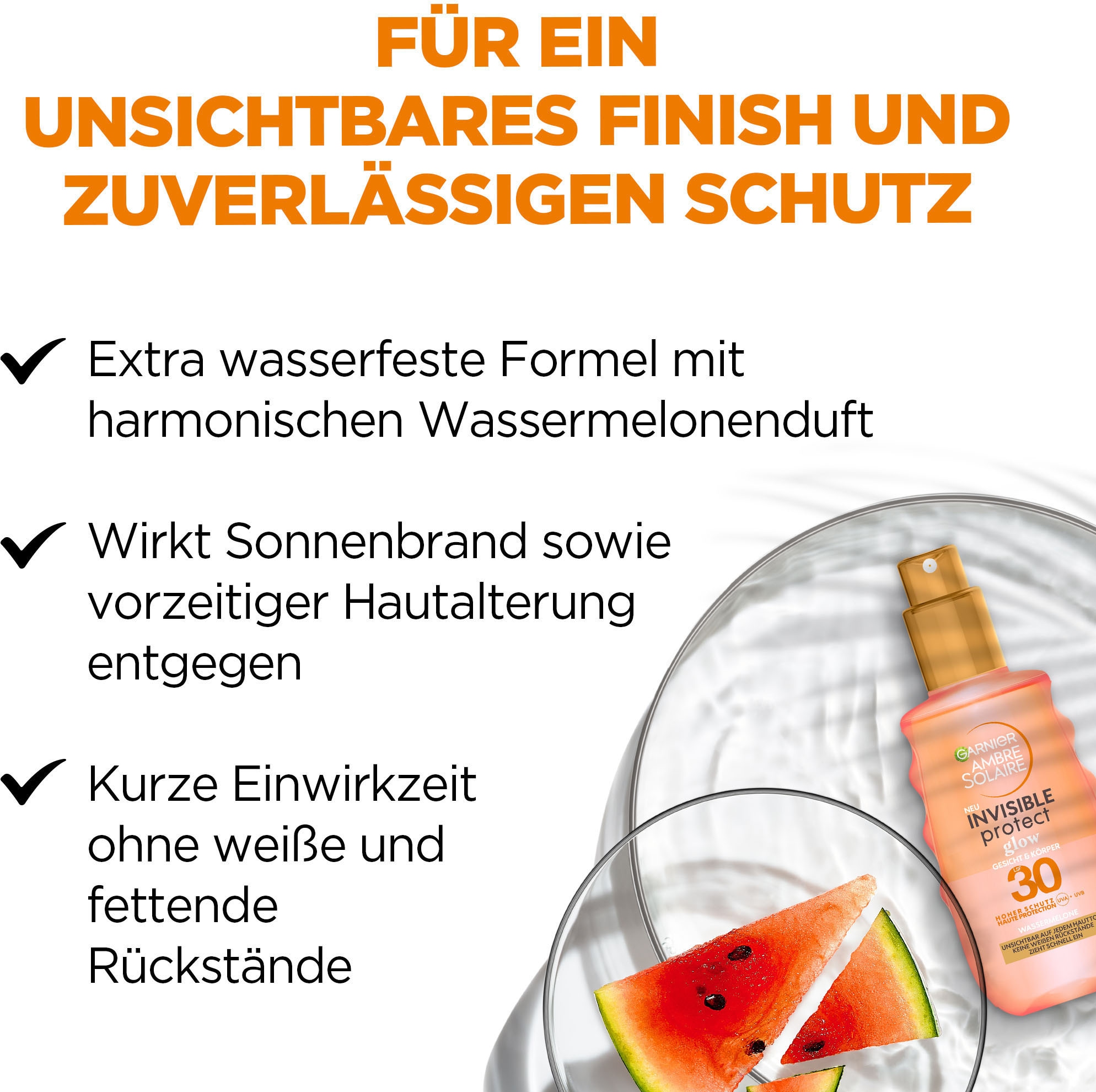GARNIER Sonnenschutzspray »Invisible Protect Glow LSF30«, mit hoher Transparenz