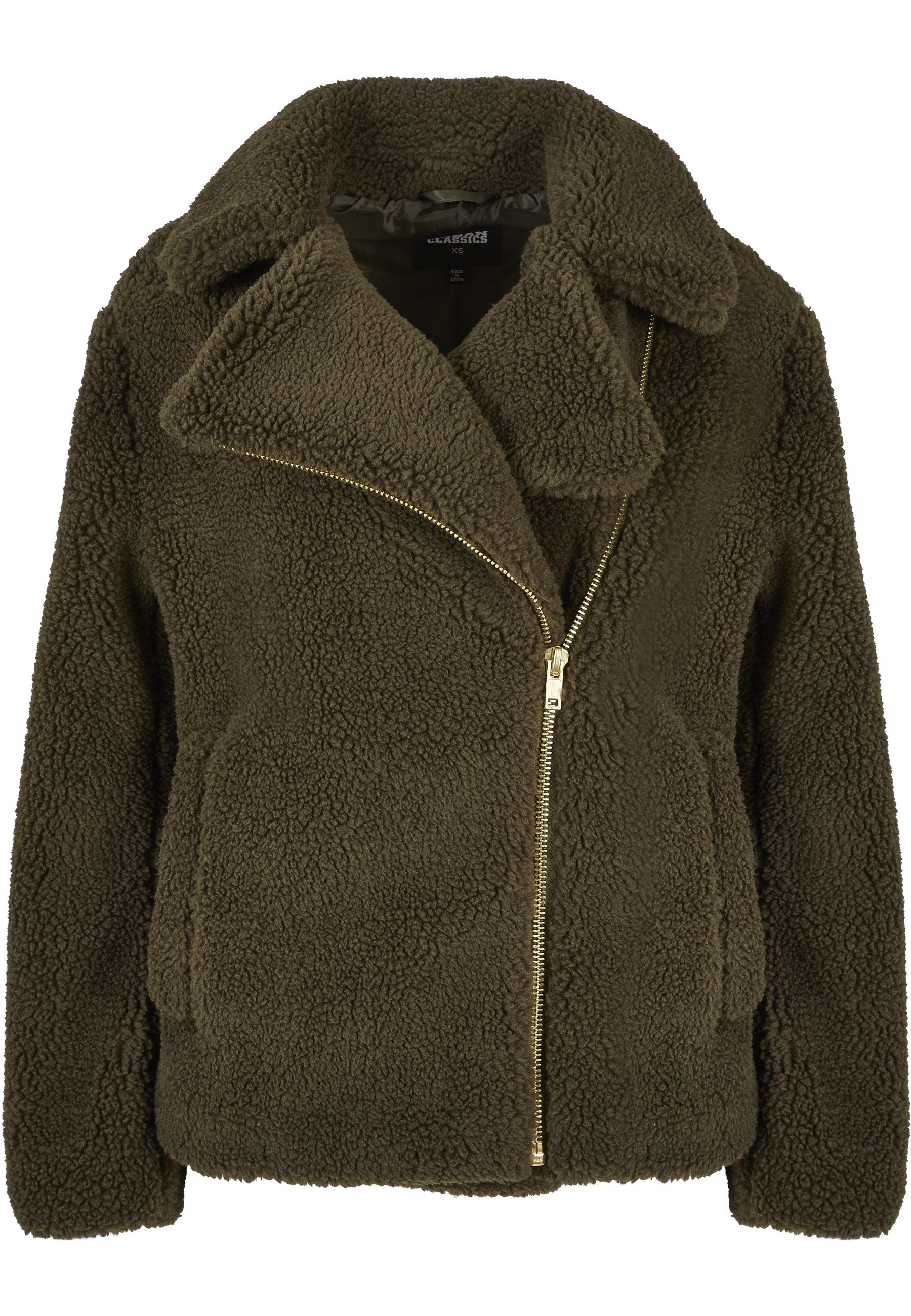 URBAN CLASSICS Winterjacke »Urban Classics Damen Ladies Sherpa Biker Jacket« 1 Stk. tlg. ohne Kapuze