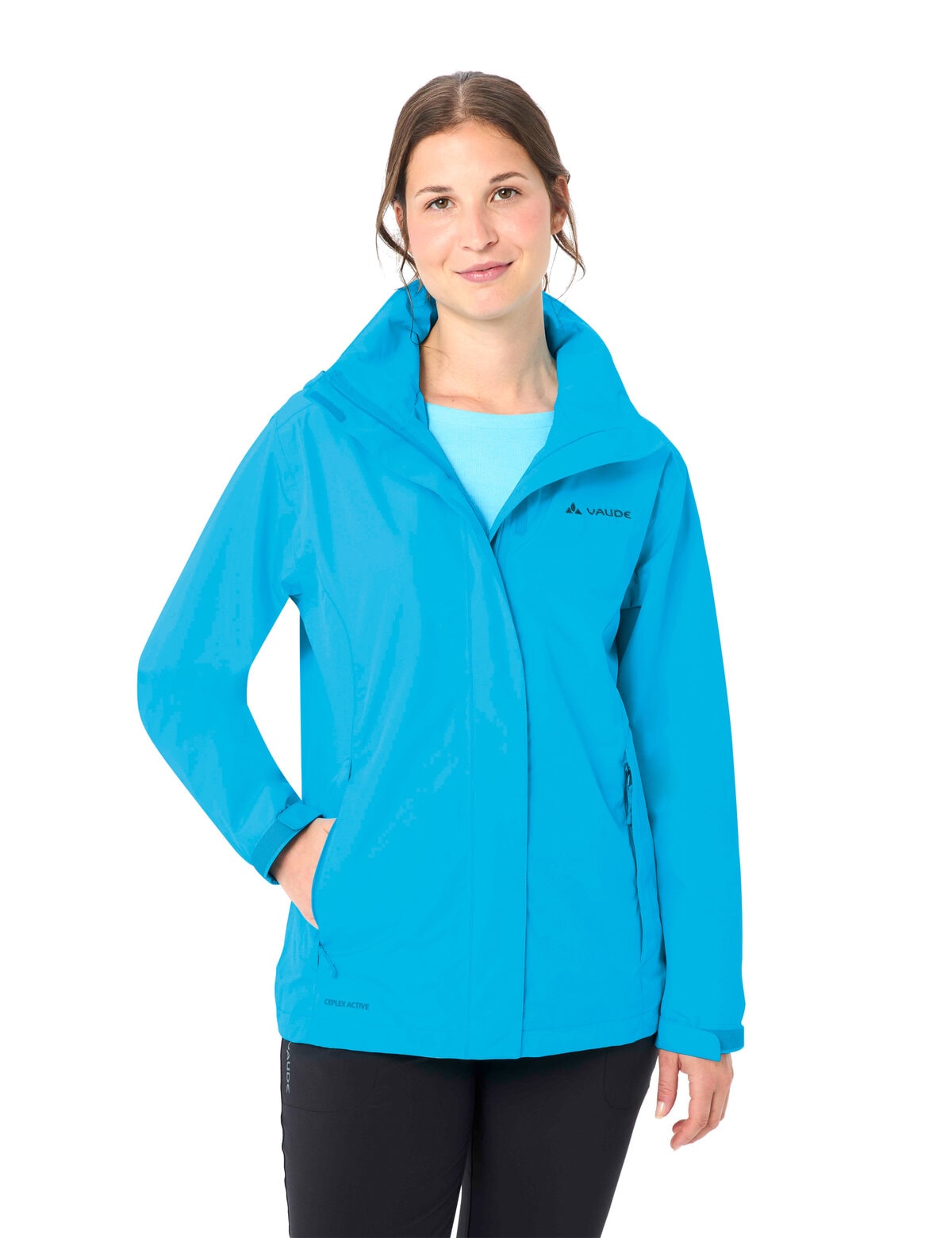 VAUDE Regenjacke "Womens Escape Light Jacket" mit Kapuze für Wandern und Trekking, atmungsaktives Material, wasserdicht