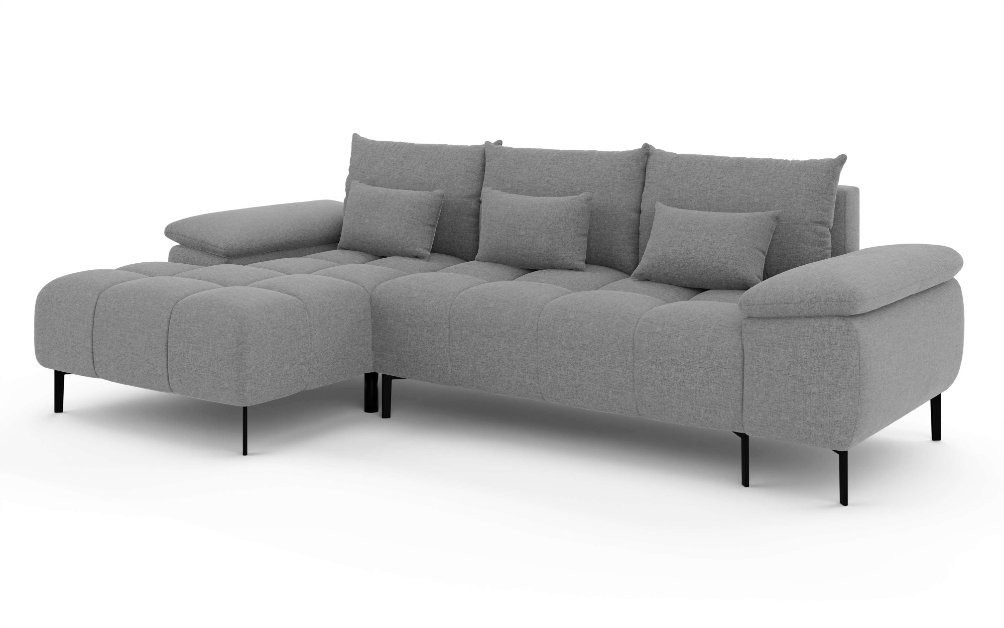 INOSIGN Ecksofa »DROMARA Schlafsofa mit Bettkasten, Maße: B/T/H 277/141/91 cm«, L-Form mit Recamiere rechts/links bestellbar, Wellenunterfederung