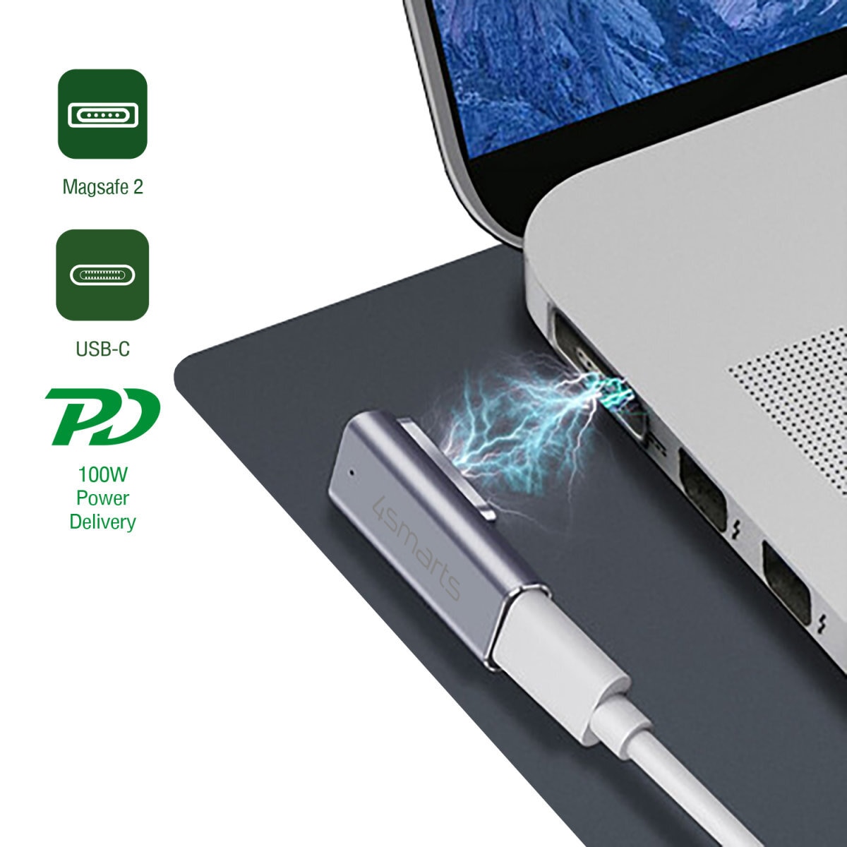 4smarts Adapter »USB-C PD 100W auf MagSafe 2«, MagSafe 2 kompatibel, für MacBook Pro und MacBook Air