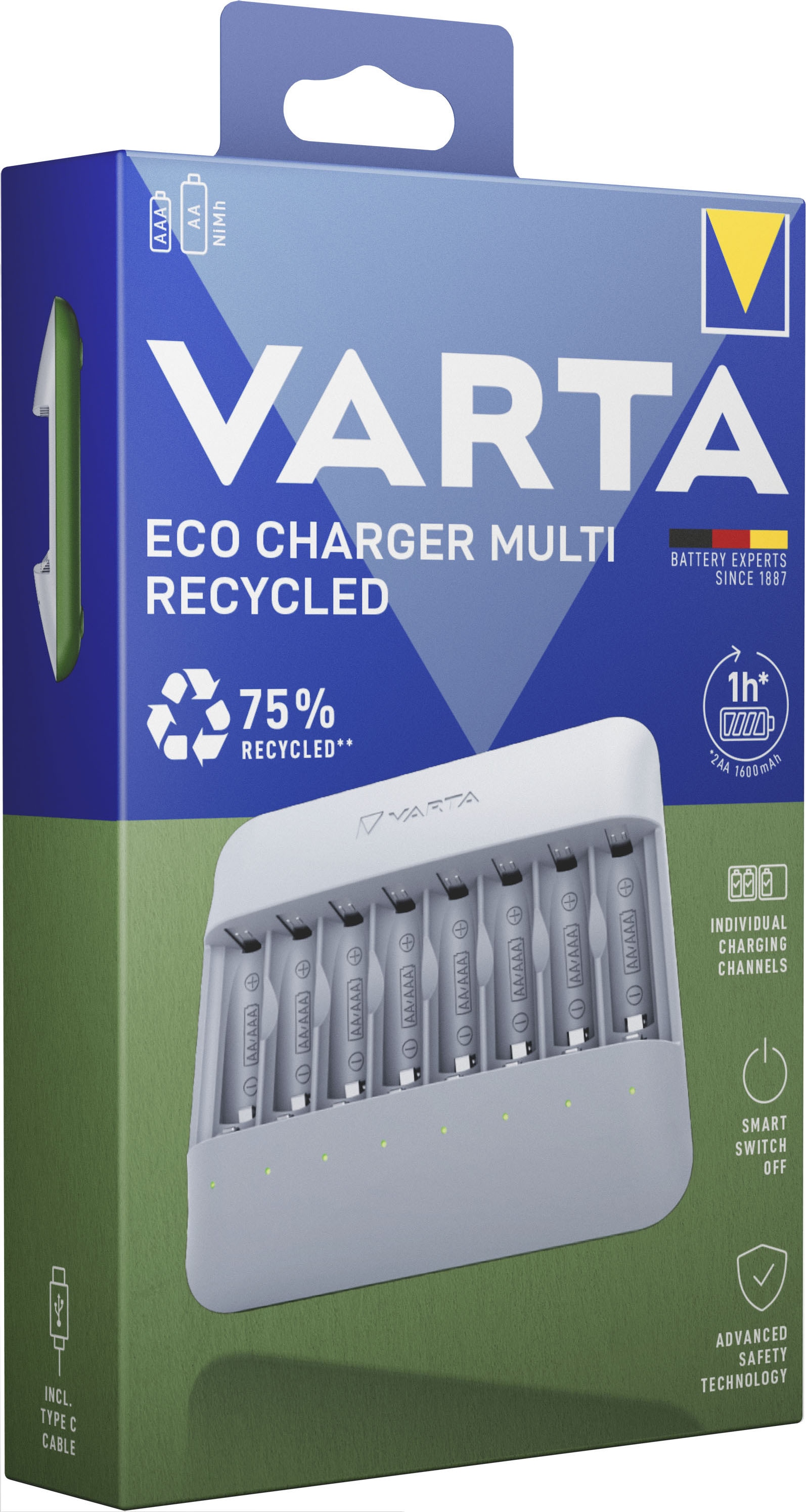 VARTA Batterie-Ladegerät »Eco Charger Multi Recycled«, 2000 mA