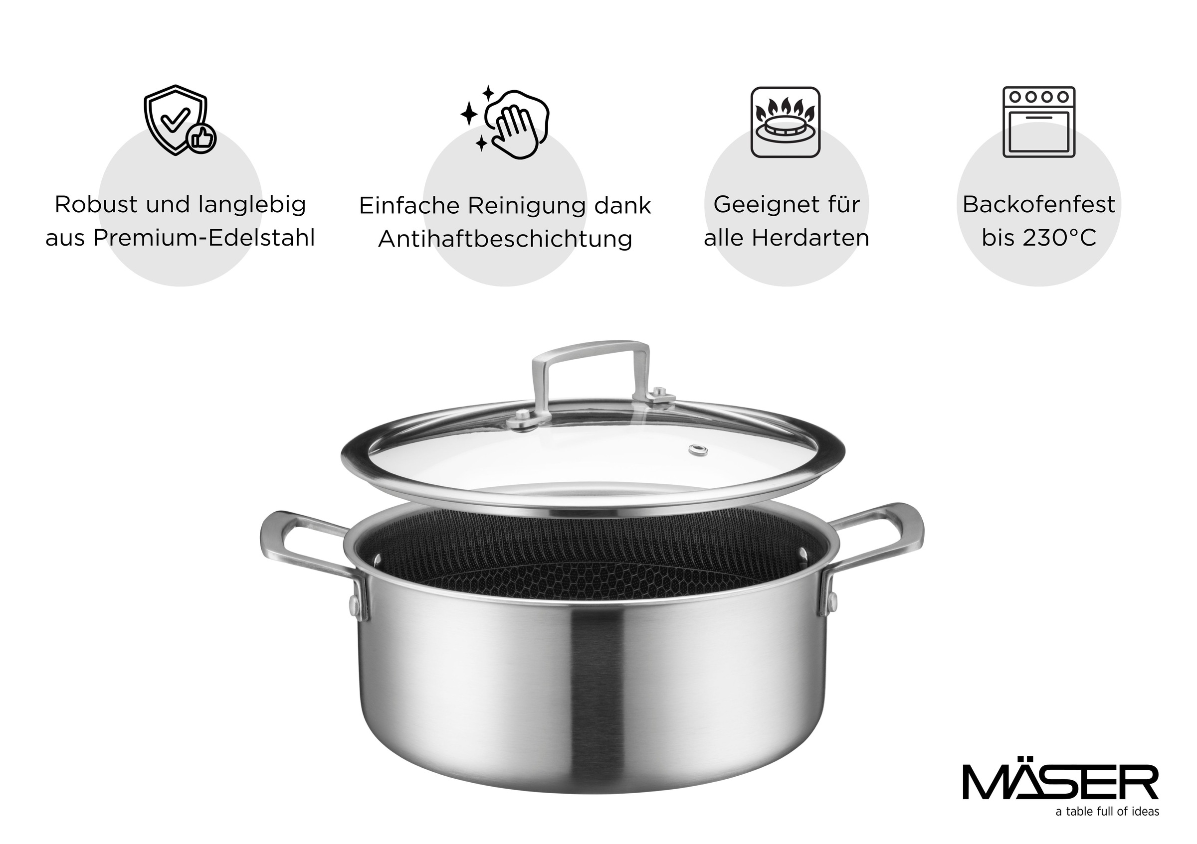 MÄSER Kochtopf »Hestia Keramik« Set, 2 tlg. Edelstahl 18/10