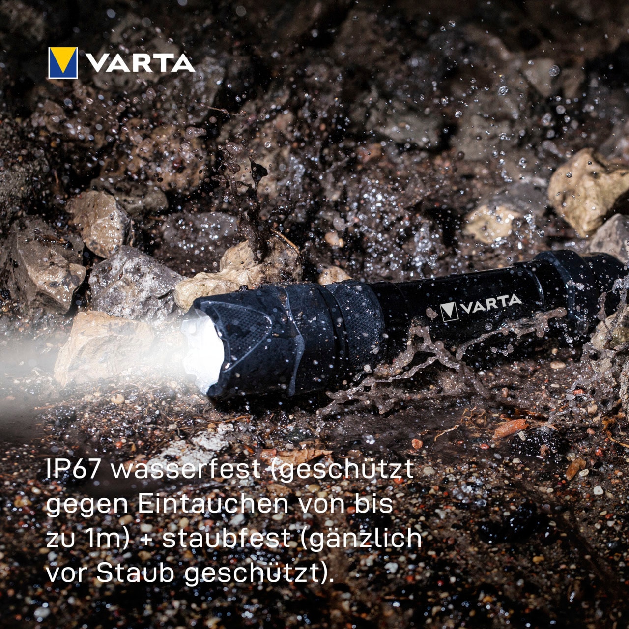 VARTA Taschenlampe »Indestructible F20 Pro 6 Watt LED«, wasser- und staubdicht, stoßabsorbierend, eloxiertes Aluminium Gehäuse