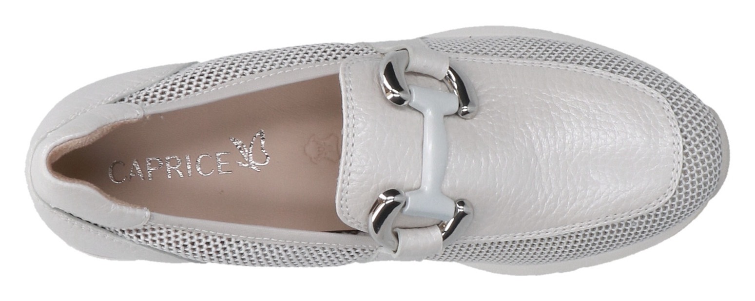 Slipper CAPRICE, Damen, Gr. 40, sanftes weiß, kombiniert, Leder, Textil, Schuhe Slipper, Sneaker, Freizeitschuh, Schlupfschuh mit Wechselfußbett in Weite G 3