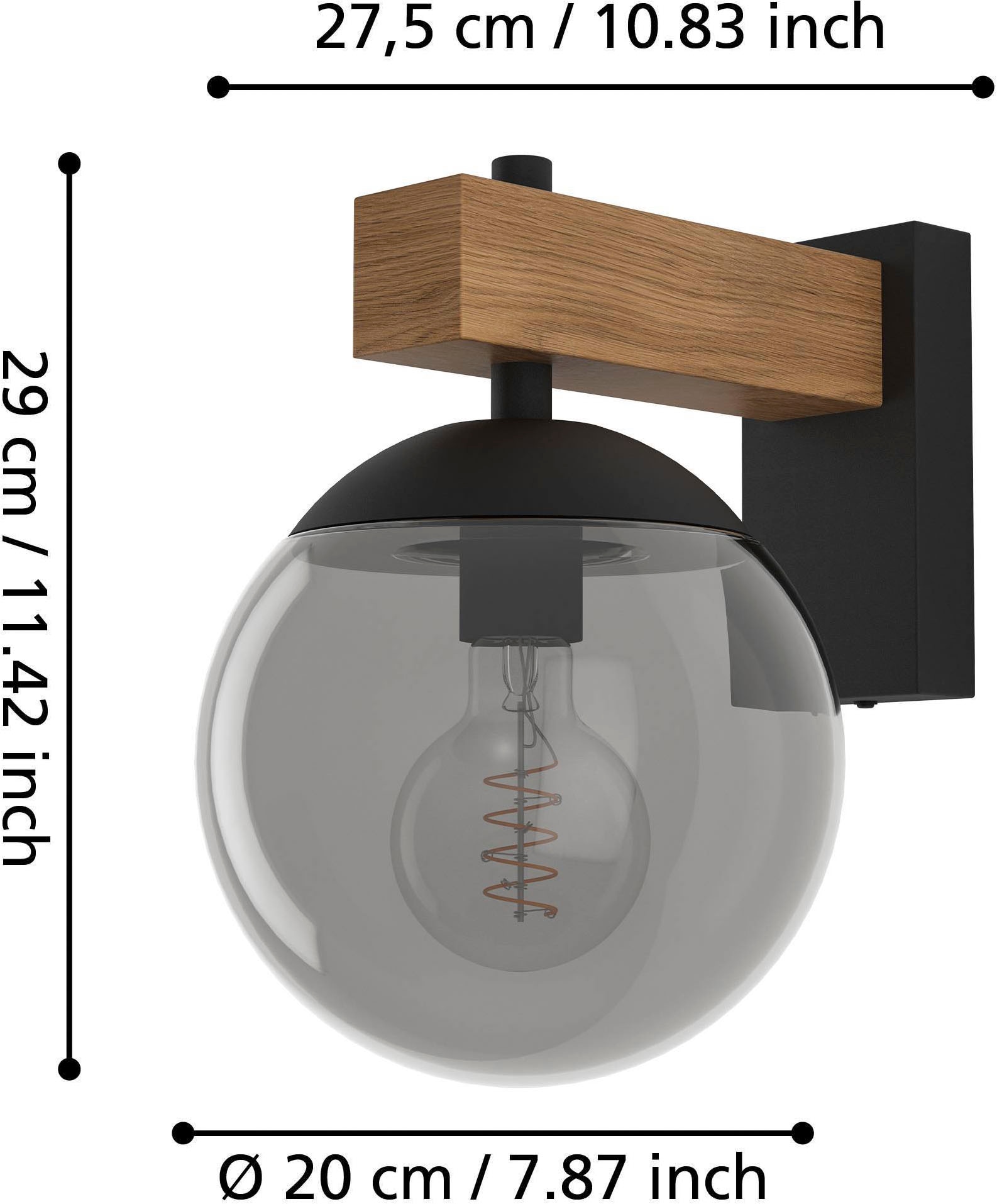 EGLO Wandleuchte »Bufalata Wandlampe, Außenleuchte, Metall, Kunststoff, Kugel, E27, IP44« E27 1 Stk.