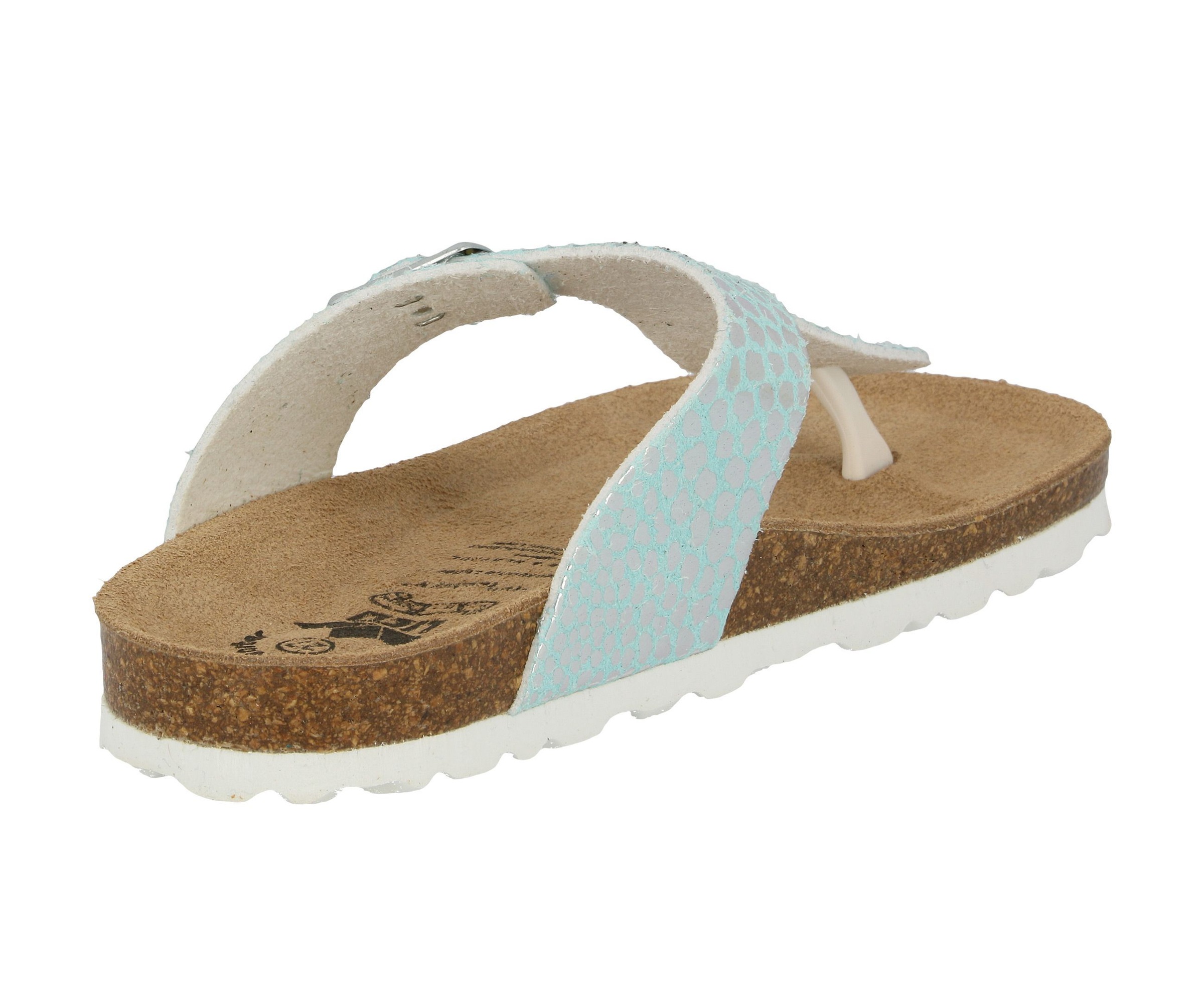 Pantolette LICO "Zehenstegpantolette Bioline Stone Kids", Mädchen, Gr. 32, blau, Synthetik, Schuhe Pantolette 3