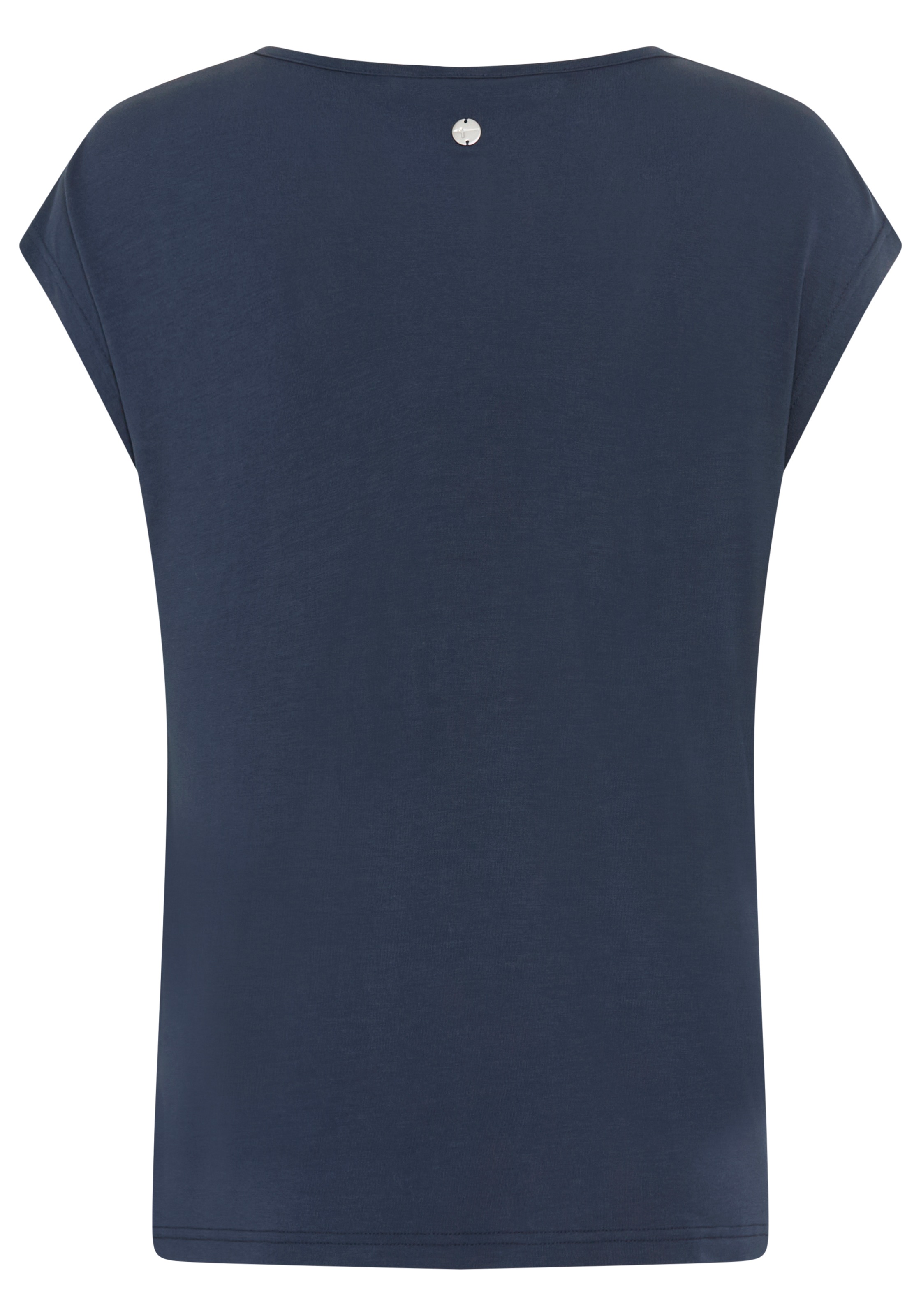 Tamaris Kurzarmshirt mit fließendem Wasserfallausschnitt, lässig geschnitten