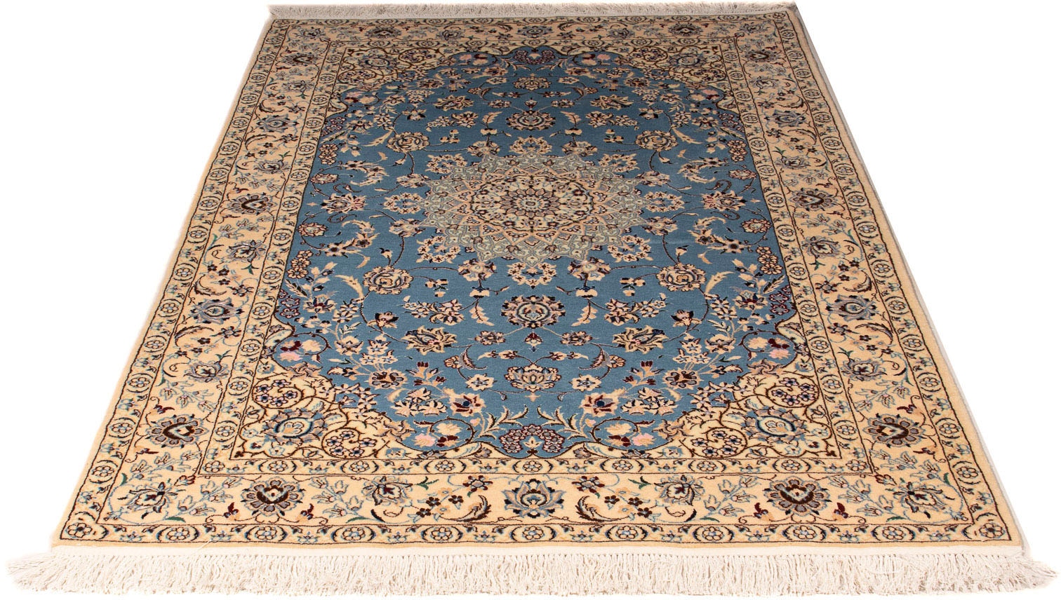 Orientteppich »Perser - Nain - Premium - 178 x 120 cm - hellblau«, rechteckig,...