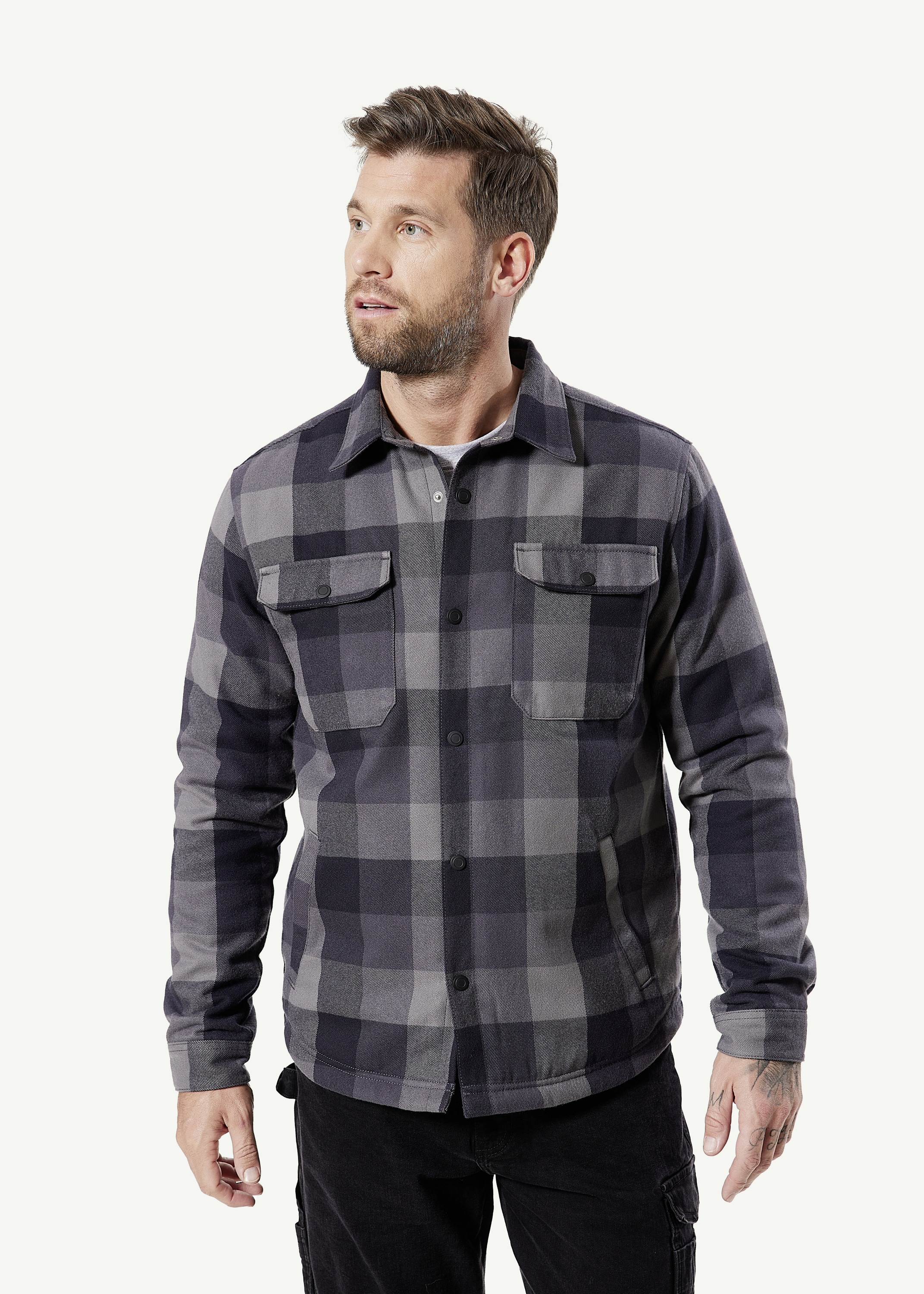 HERO by John Medoox "JORIS Karohemd Overshirt" Regular Fit Casual Funktionsmaterial für Herren