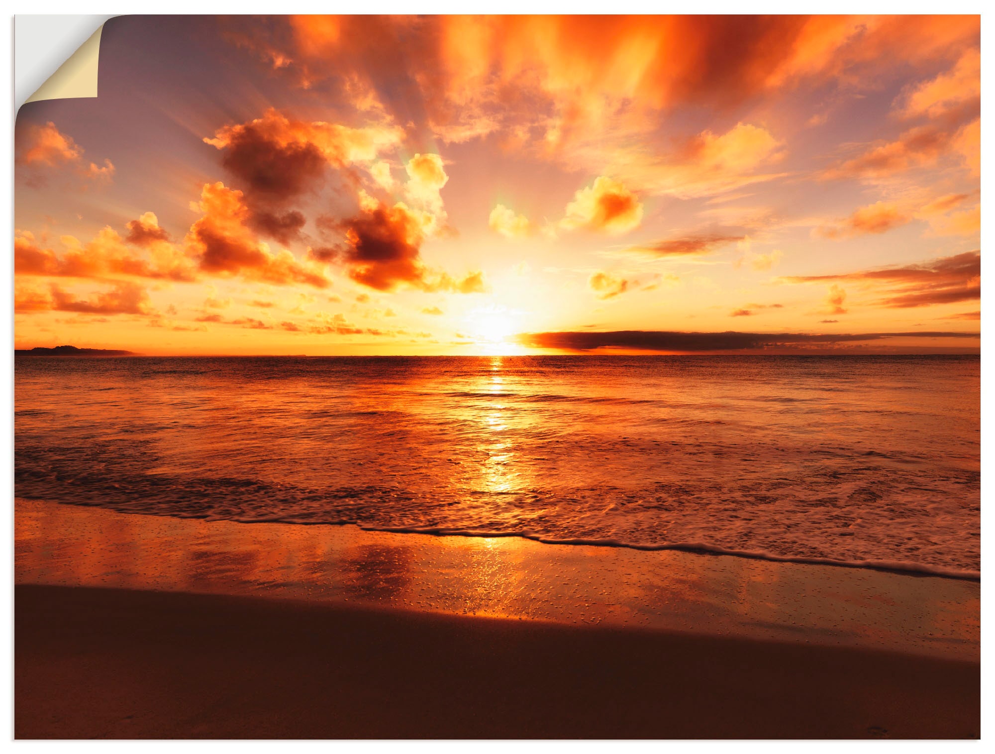 Artland Wandbild "Schöner Sonnenuntergang Strand", Gewässer, (1 St.), als Leinwandbild, Poster, Wandaufkleber in verschi