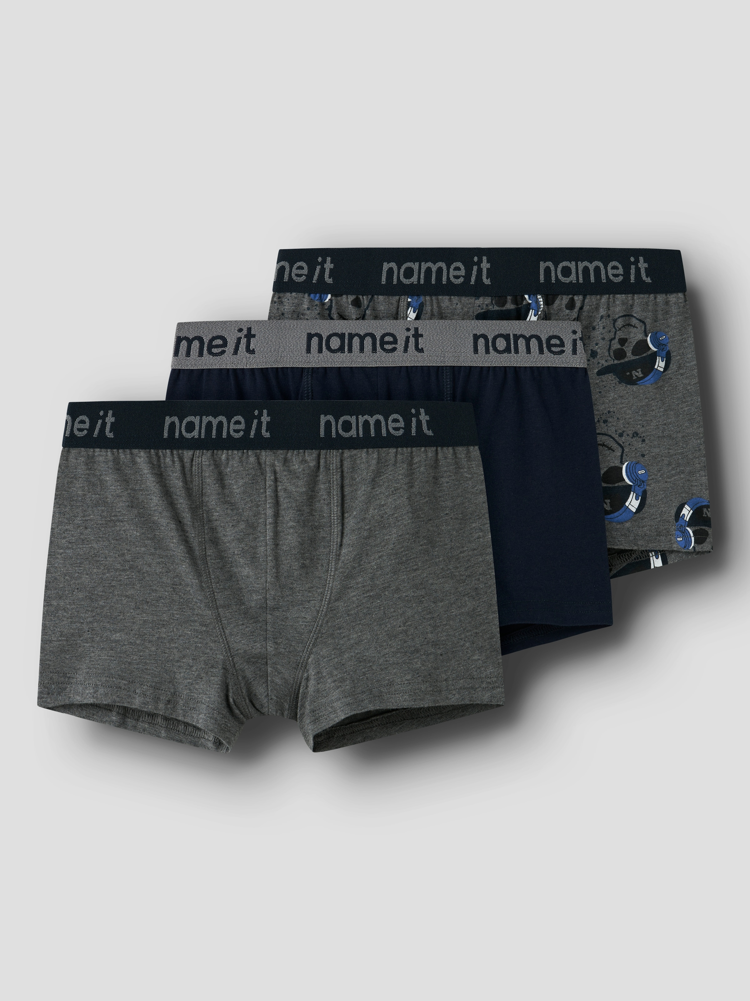Name It Nkmboxer 3p Boxer Trunks Dark Grey Melange 122/128 2