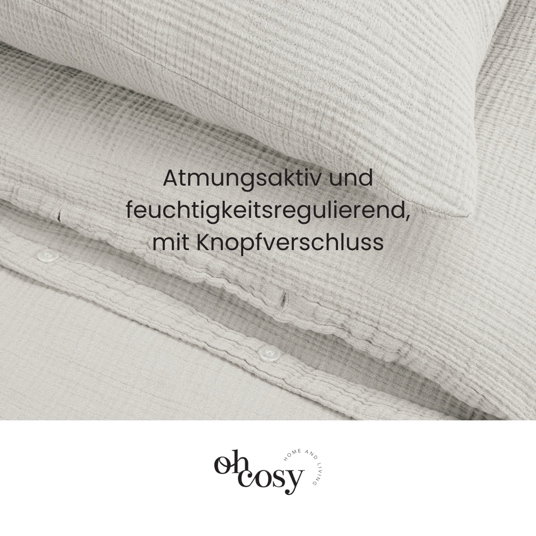 Oh cosy Bettwäsche »Sally aus superweichem Musselin, 135x200cm + 80x80cm«, Made in Green