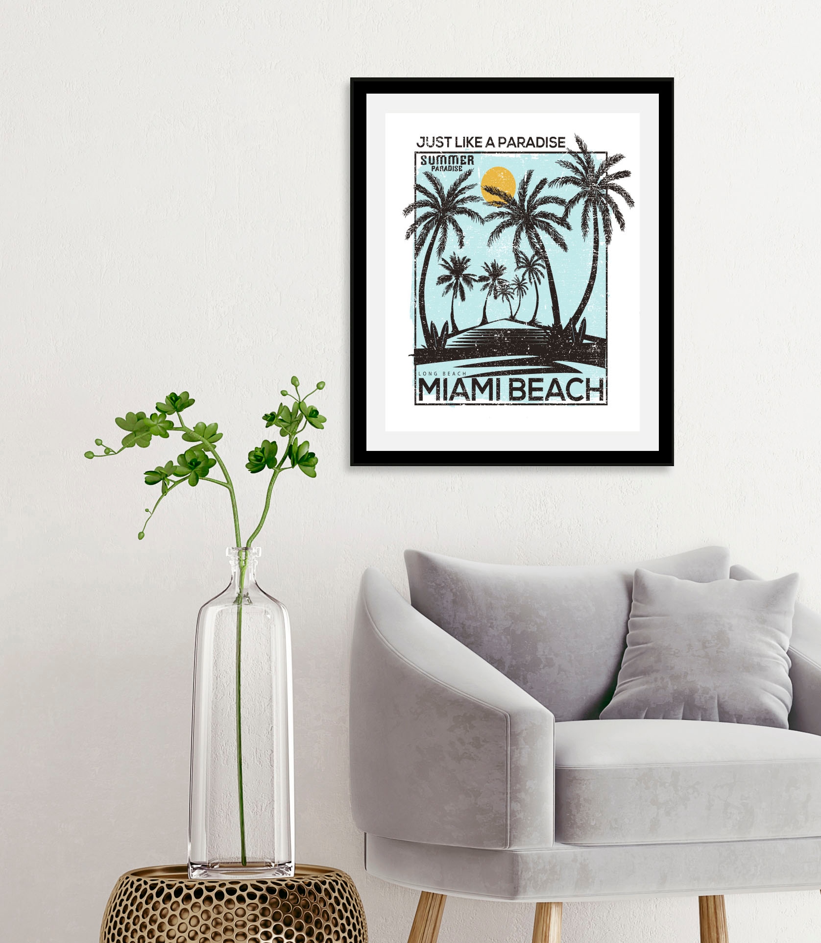 queence Bild "Miami Beach", Palmen-Schriftzug-Sprüche & Texte-Himmel, (1 St günstig online kaufen