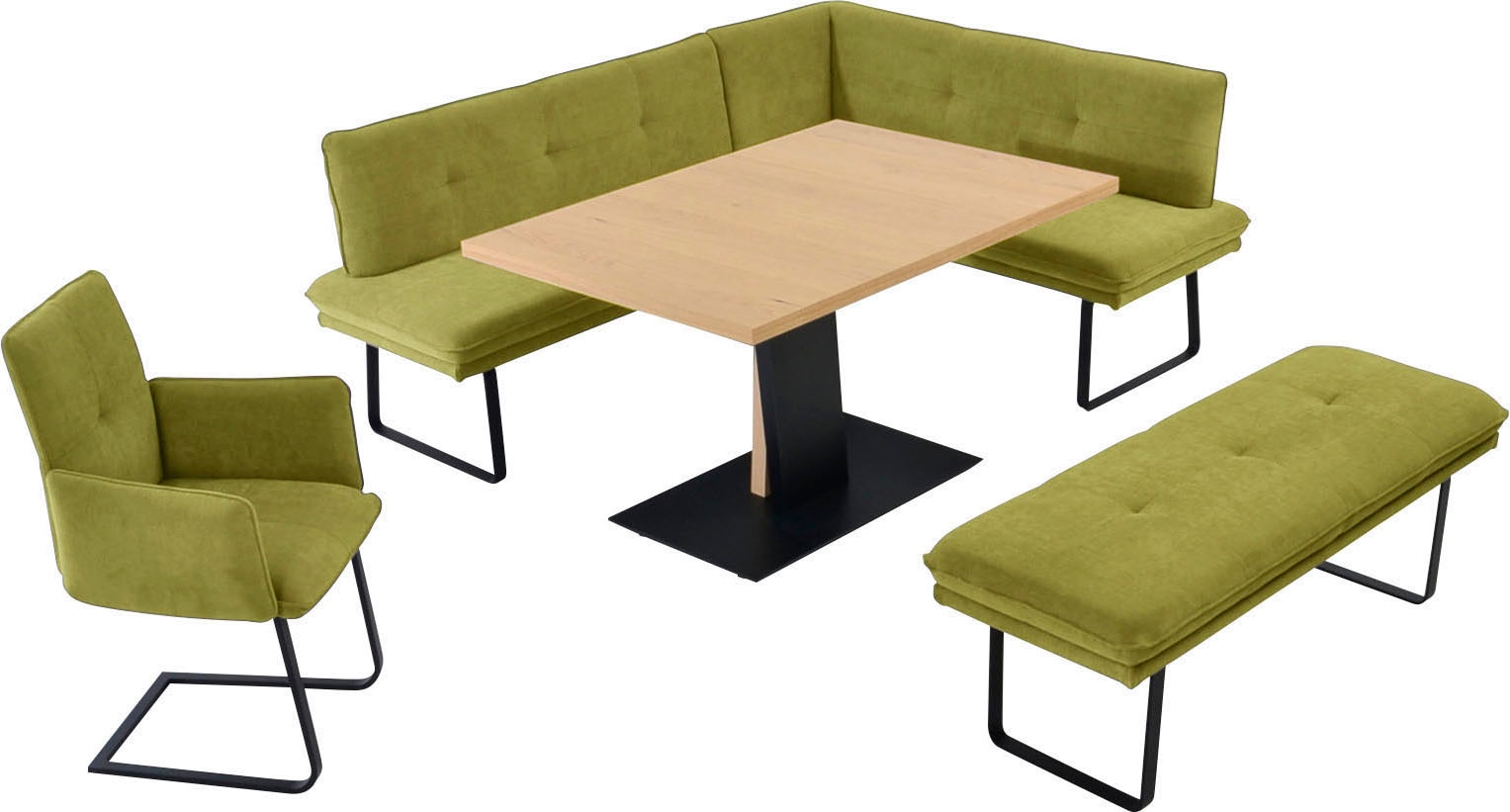 K+W Komfort & Wohnen "Giacomo III" 4 Stk. tlg. wahlweise links oder rechts langer Schenkel 207cm, Freischwingersessel