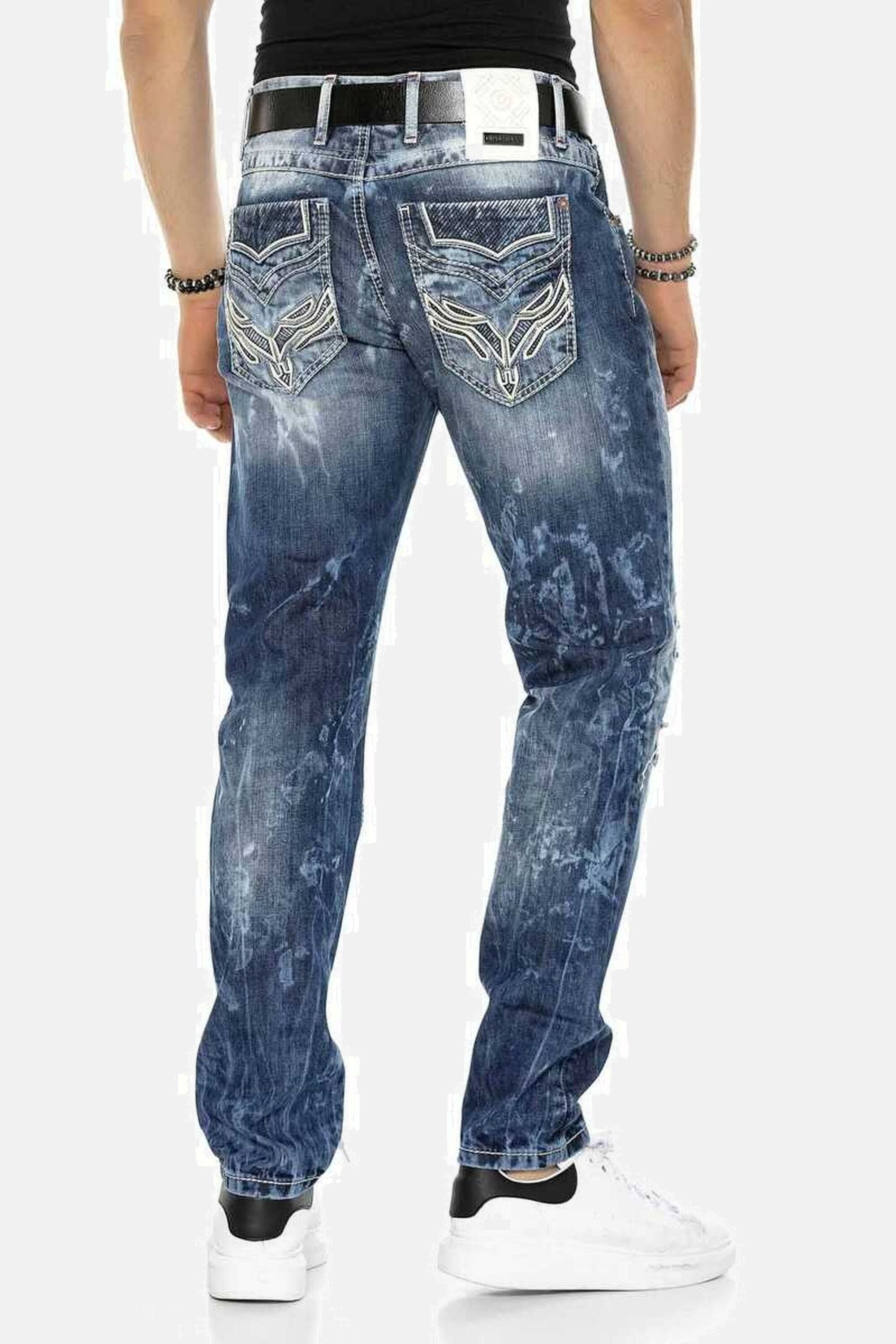 Cipo & Baxx Regular-fit-Jeans »DENIM«, bequeme Jeans im ausgefallenen Lagen-Design, CD611