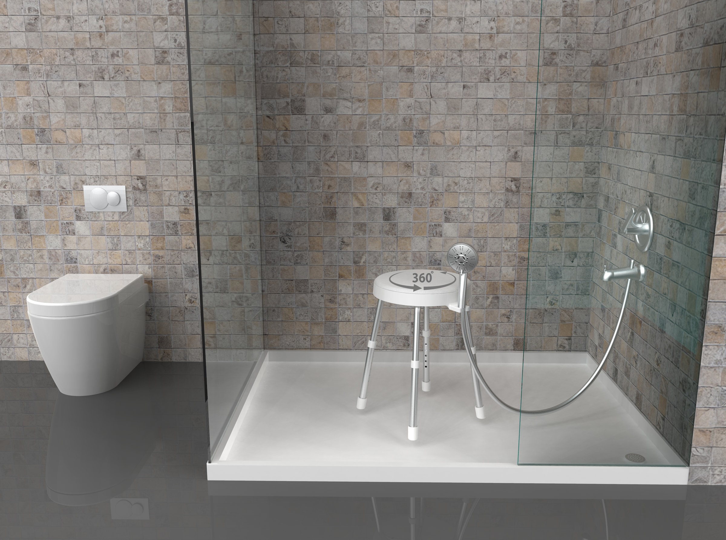 Bischof Dusch- und Badhocker »Rotate 1.0« belastbar bis 150 kg TÜV/GS geprüft, drehbare Sitzfläche und Ablage, höhenverstellbar