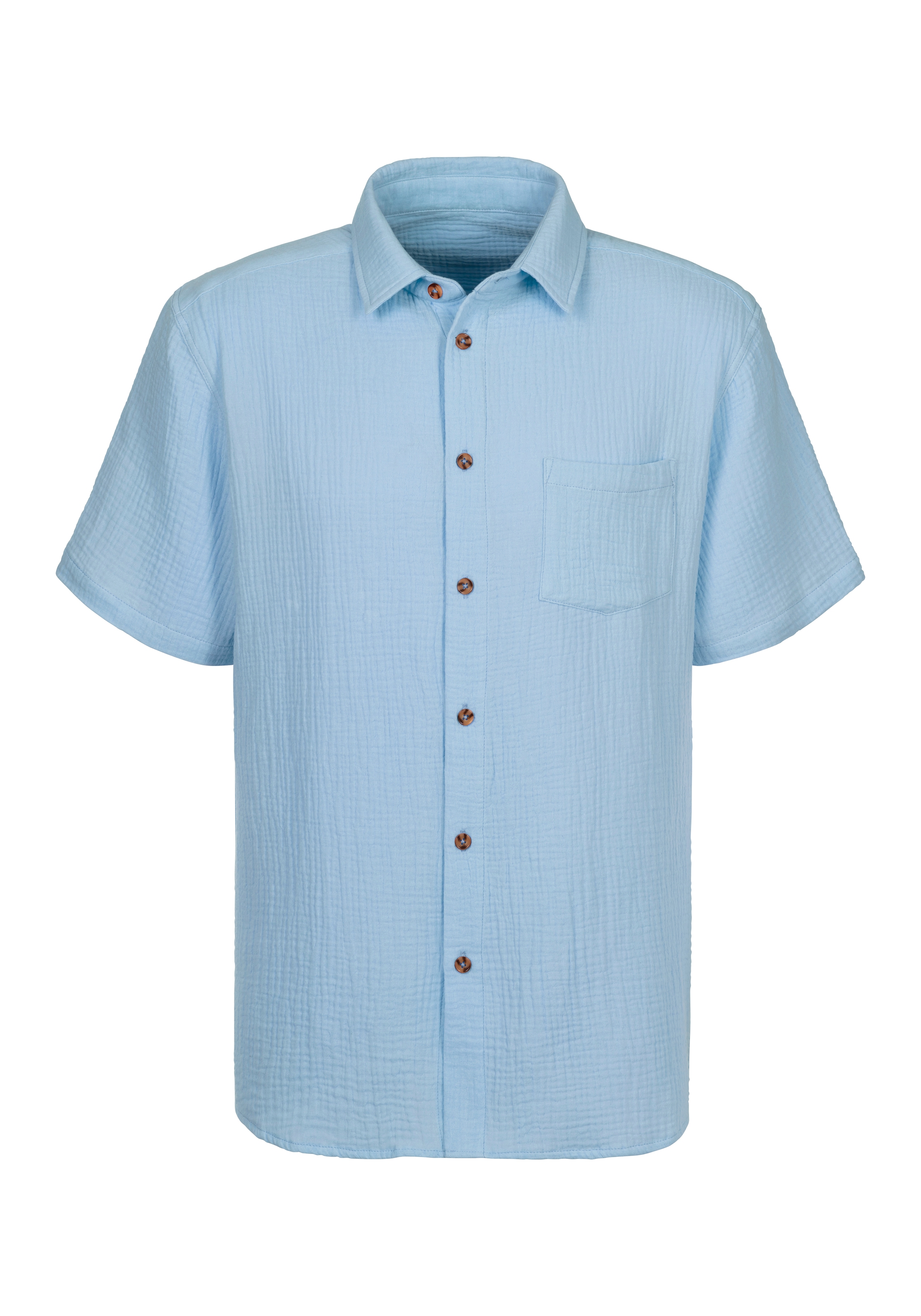Beachtime Kurzarmhemd »Regular fit«, Kurzarm, Freizeithemd aus Musselin-Ware