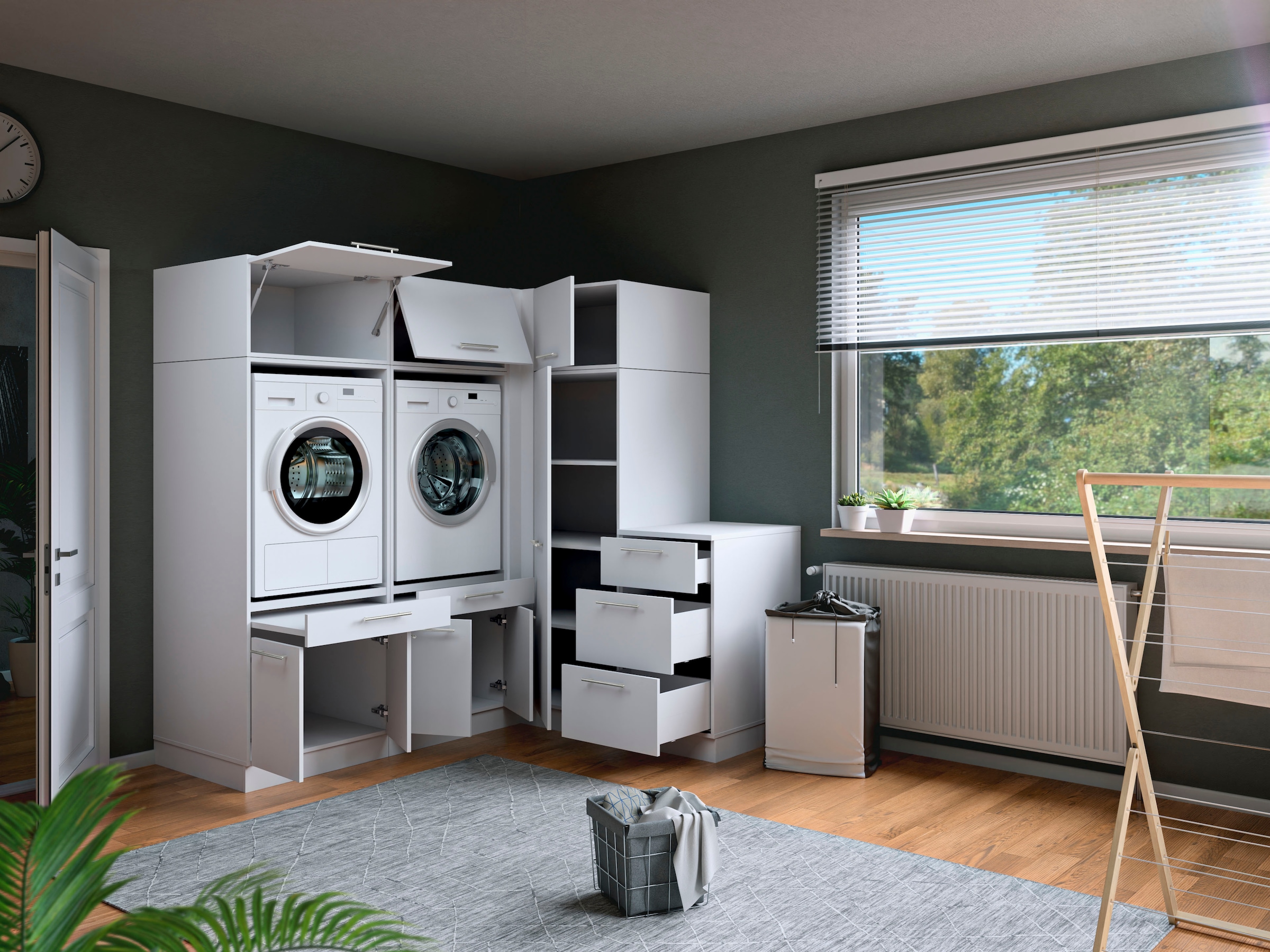 Laundreezy Mehrzweckschrank-Set »Laundreezy, 7-tlg. Mehrzweckschrank-Set B/H/T 203/200/68 cm« 6 Stk. tlg.