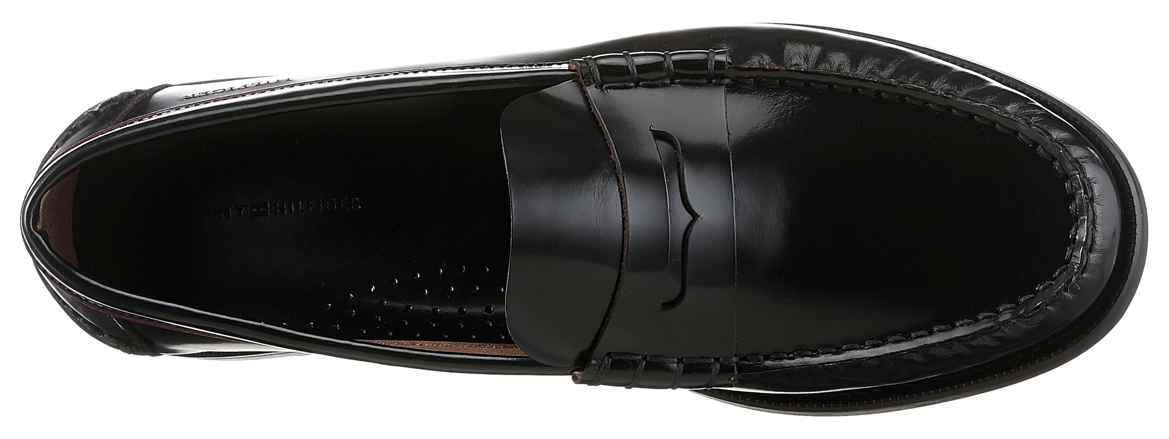 Tommy Hilfiger Slipper »CLASSIC HILFIGER LEATHER LOAFER«, Blockabsatz, Businesssmode, Festtagsmode mit Mokassinnaht