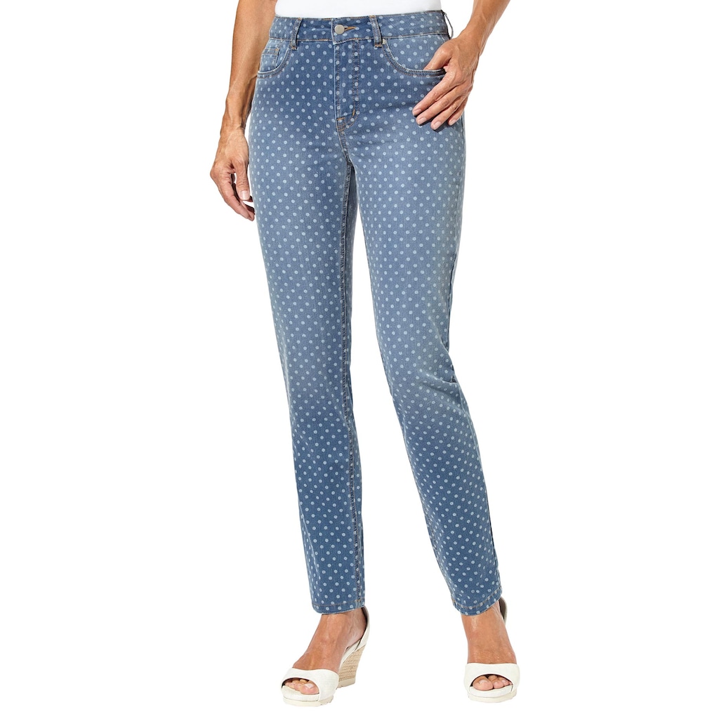 Damenmode Jeans Inspirationen 5-Pocket-Jeans bedruckt-blau