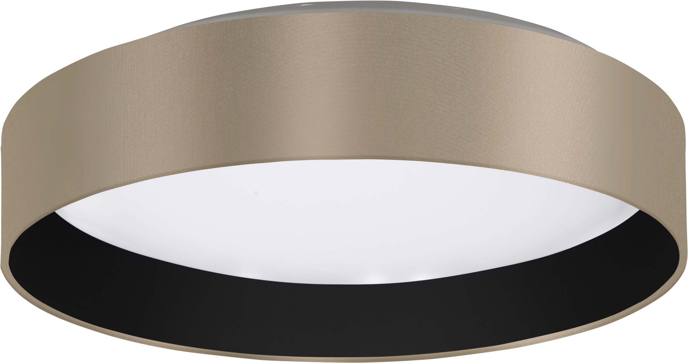 OTTO HOME LED Deckenleuchte "Merryn", 1, Ø 38cm H: 9cm, 1 Stk., grau, Wohnzimmer, Leuchten, Deckenlampe Ø38 x H9 cm mit Textil-/Stoffschirm, CCT,