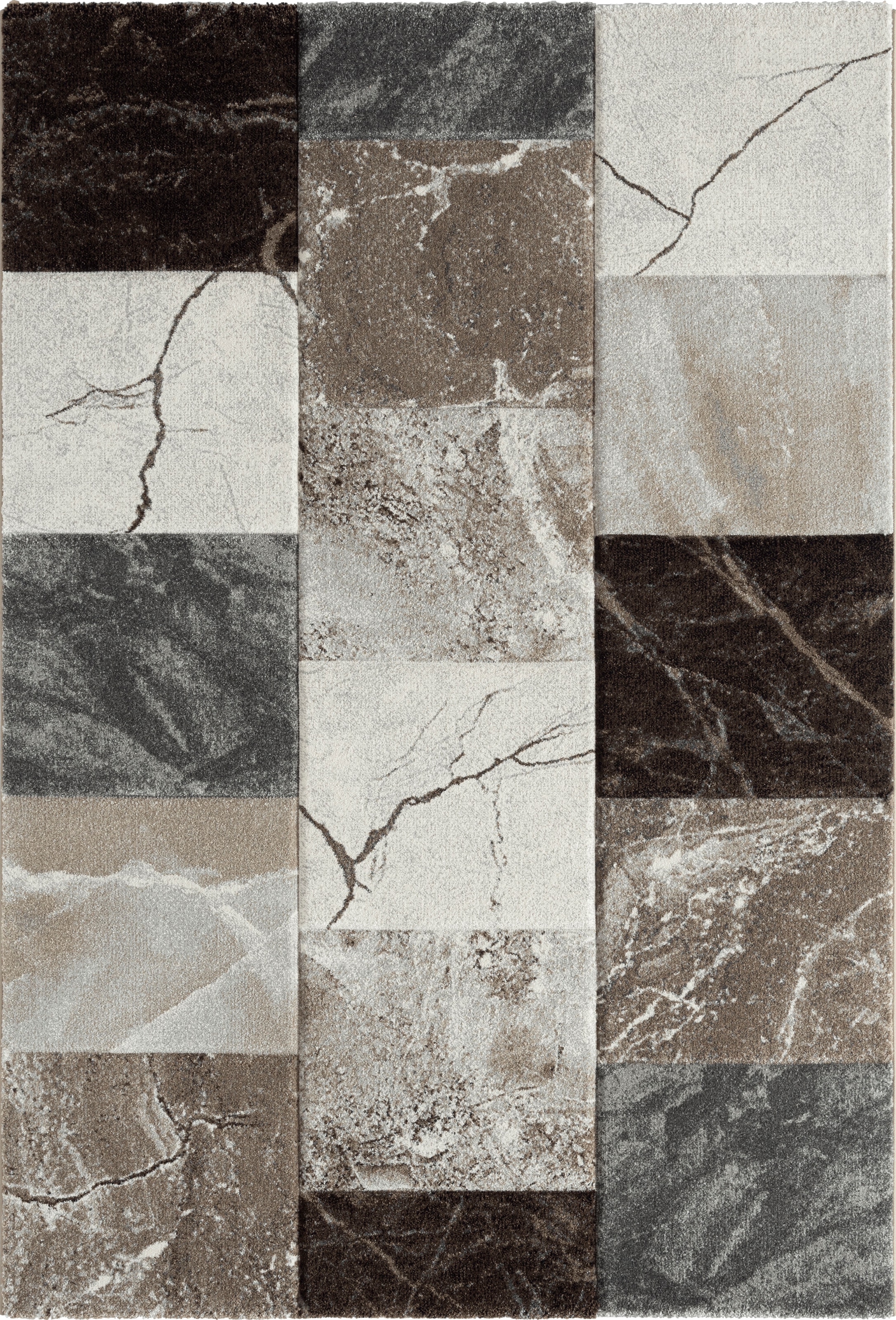 my home Teppich »Natal«, rechteckig, weiche Haptik, Teppich in Marmor-Look,  Hoch-Tief-Effekt, Karo-Muster auf Rechnung | BAUR