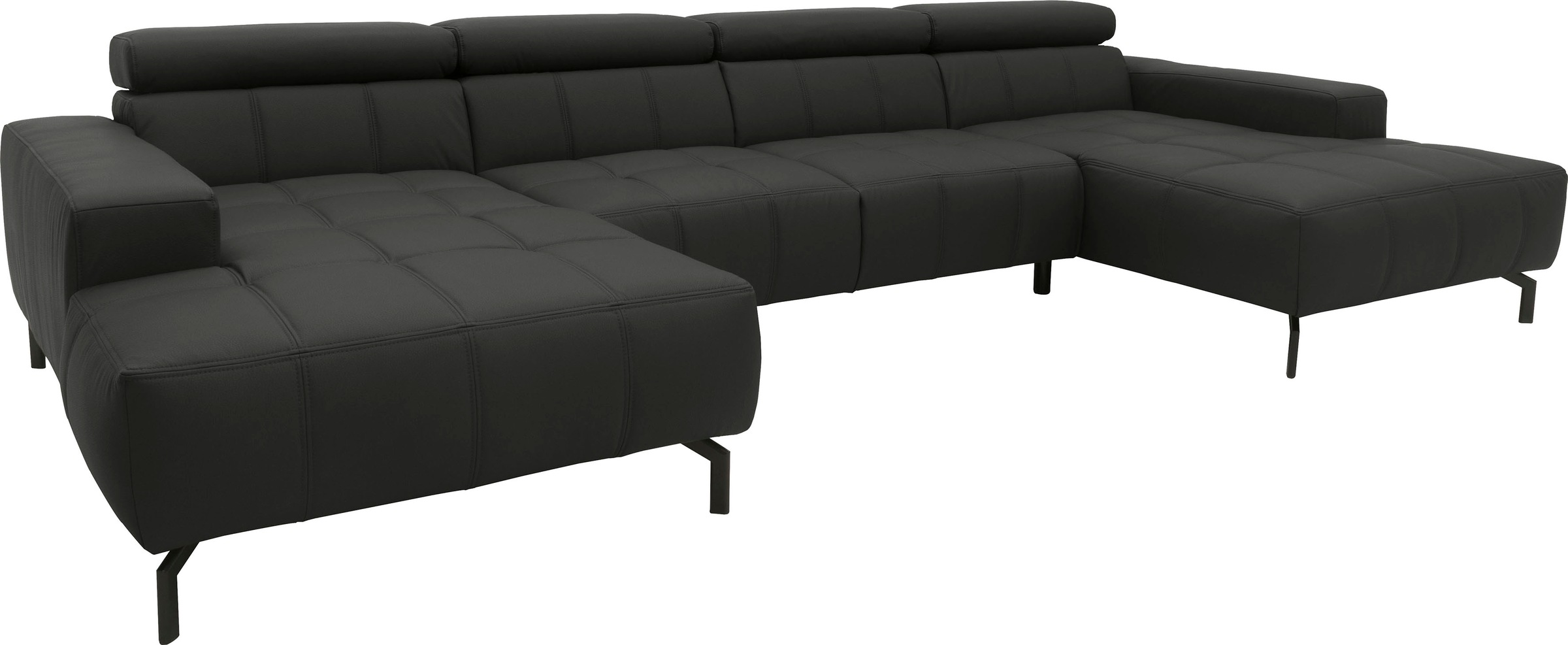 DOMO collection Wohnlandschaft »Cunelli tolle Sitznähte als Designelement, fester Sitzkomfort, U-Form«, wahlweise mit Kopfteilverstellung, bodenfrei