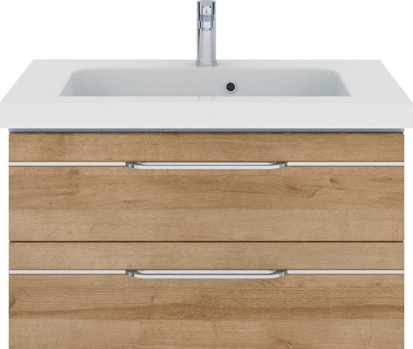 Saphir Badmöbel-Set »Balto Sprint 4-teilig, Mineralmarmor-Waschtisch mit LED-Spiegelschrank«, (5 St.), Midischrank und Unterschrank, inkl Türdämpfer, 5 Türen, 5 Schubladen