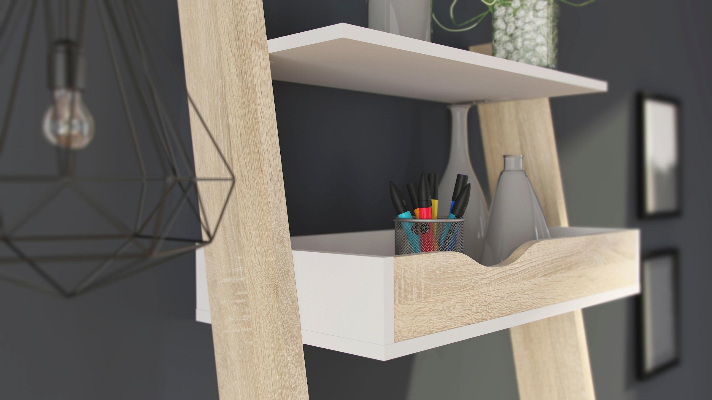 Home affaire Schreibtisch »Oslo«, erstrahlt im modernen Retrodesign, mit einer Schreibtischplatte