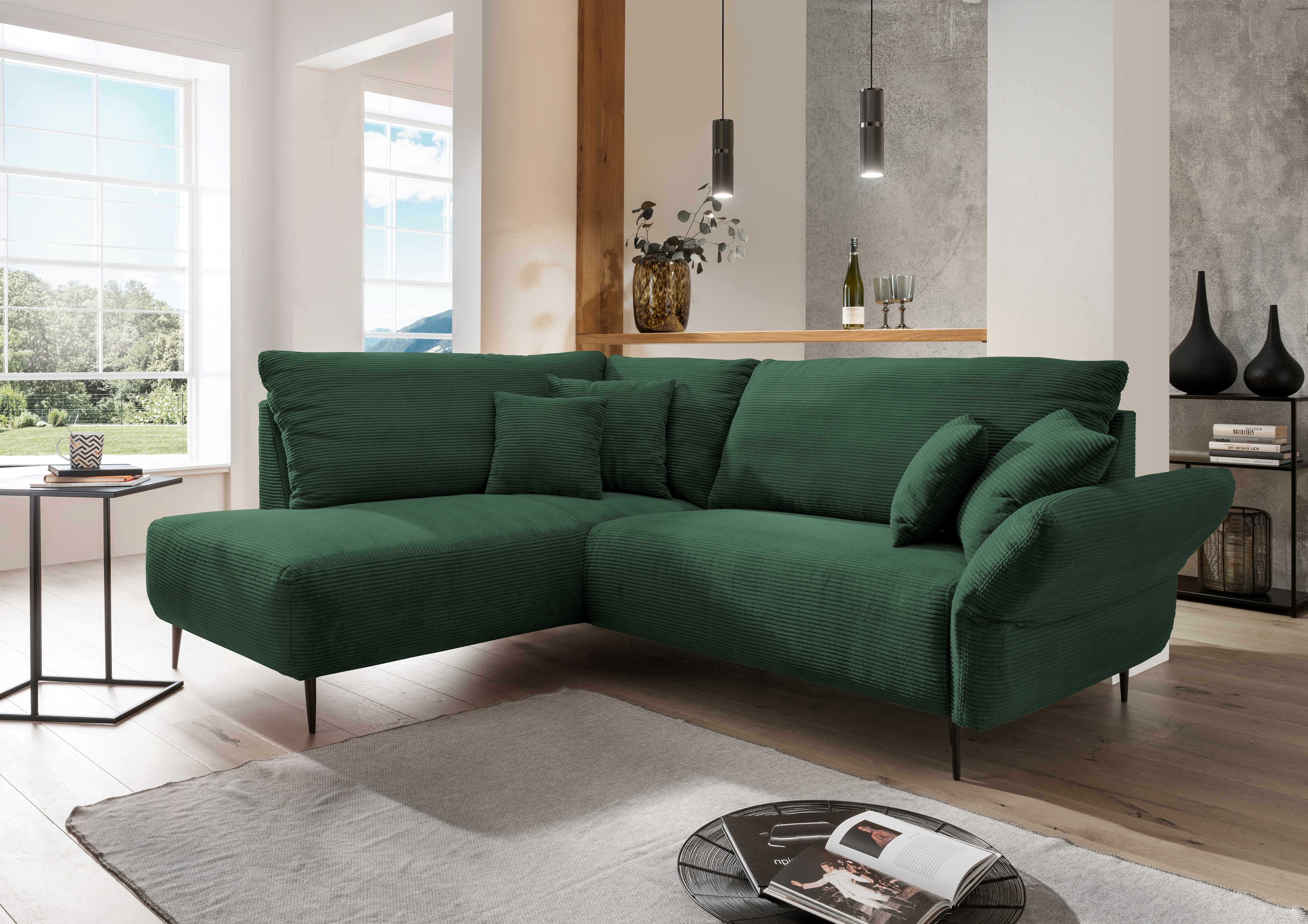 Home affaire Ecksofa "Vanilla modern& bequem, Breite 255cm, tolle Detailverarbeitung" verstellbare Armlehne für Wohlfühlkomfort