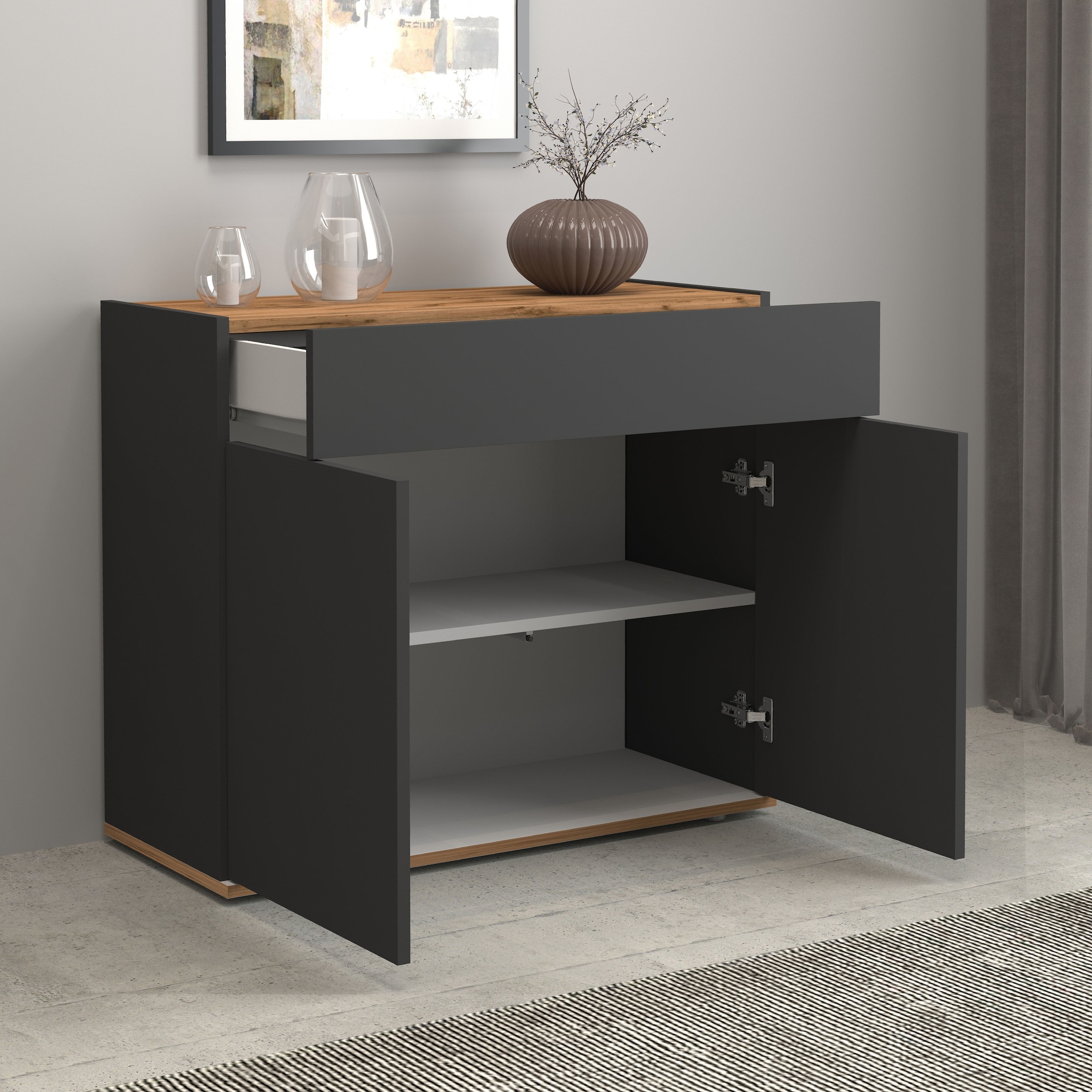 INOSIGN Sideboard »Garda, Kommode, Schrank, Kredenz«, 2 Türen, 1 Schublade,grifflos Breite 80,9 cm
