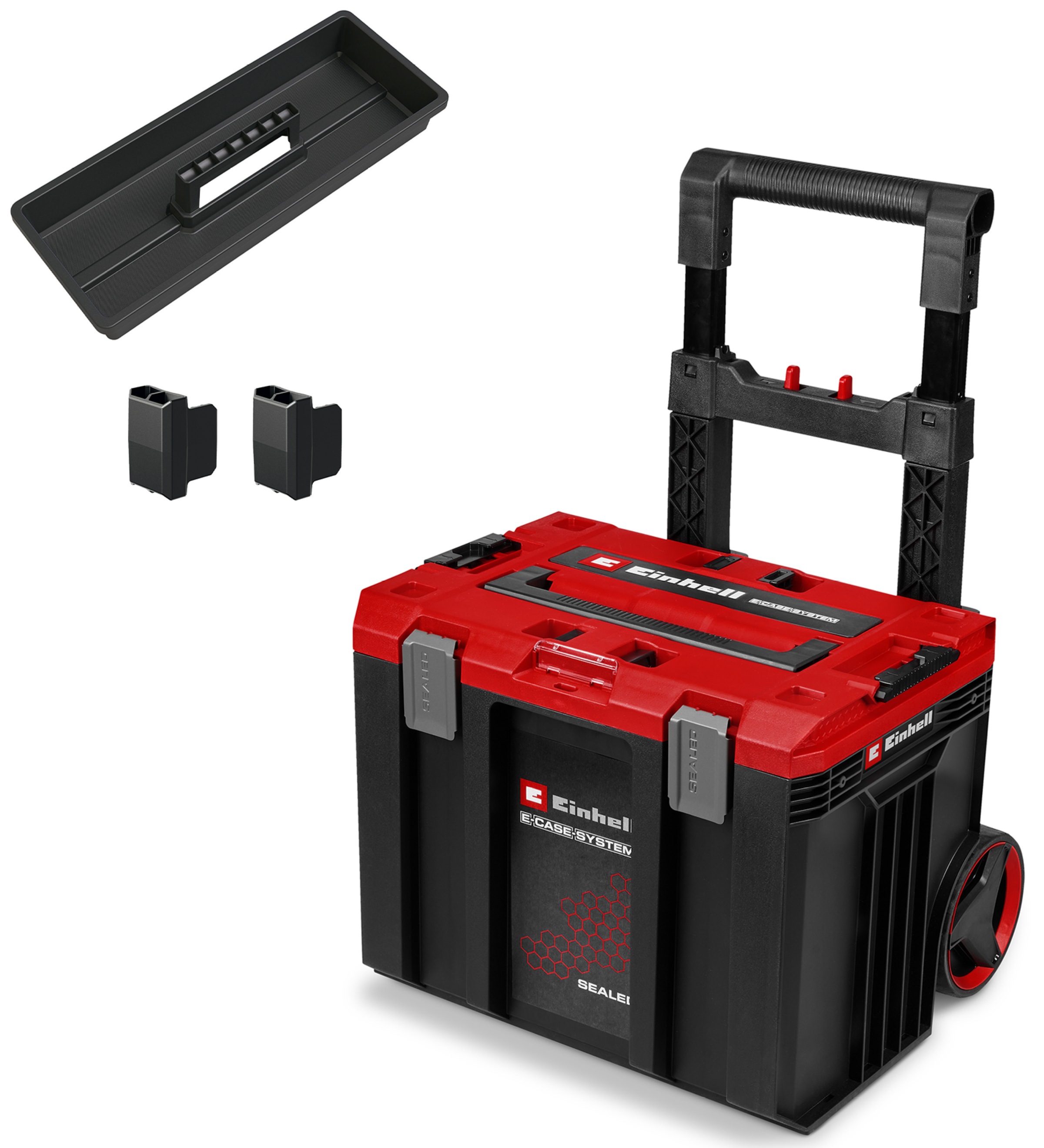 Werkzeugkoffer EINHELL "E-Case L with wheels SEALED", rot, schwarz, B:45cm H:67,5cm T:40cm, Kunststoff, Aufbewahrungsboxen, Werkzeugkoffer - Einheitsg