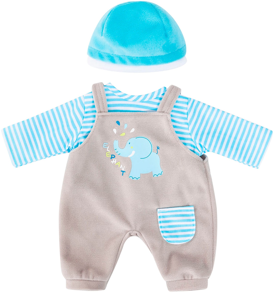 Bayer Puppenkleidung »Obert/Latzh. Elefant«, (Set, 3 tlg.)