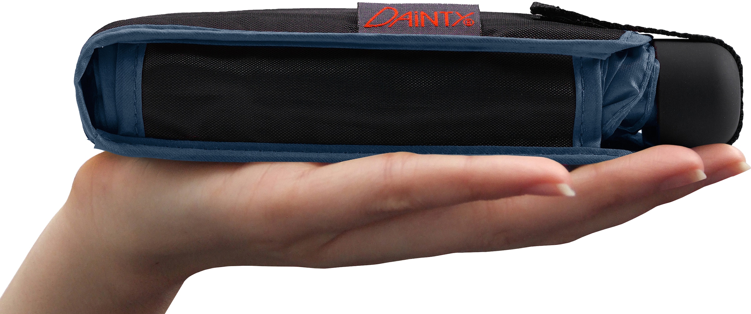 EuroSCHIRM® Taschenregenschirm marineblau« flach und kurz »Dainty extra