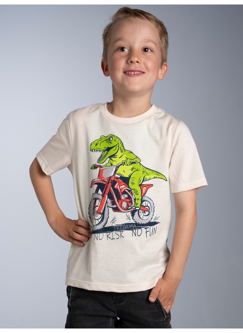 Trigema T-Shirt "TRIGEMA T-Shirt mit Dino Motiv "No Risk No Fun"" 1