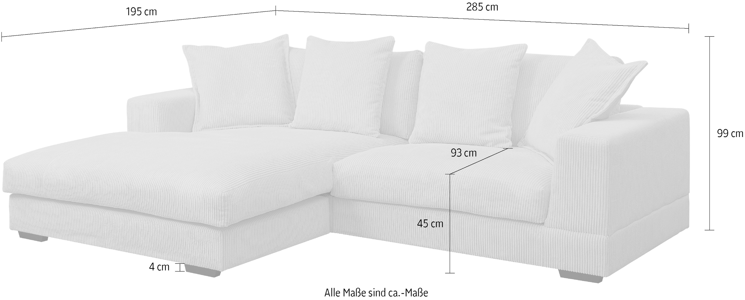 WERK2 Ecksofa »Eldorado L-Form«, Design Ecksofa, besonders weicher Sitzkomfort, extra breite Ottomane