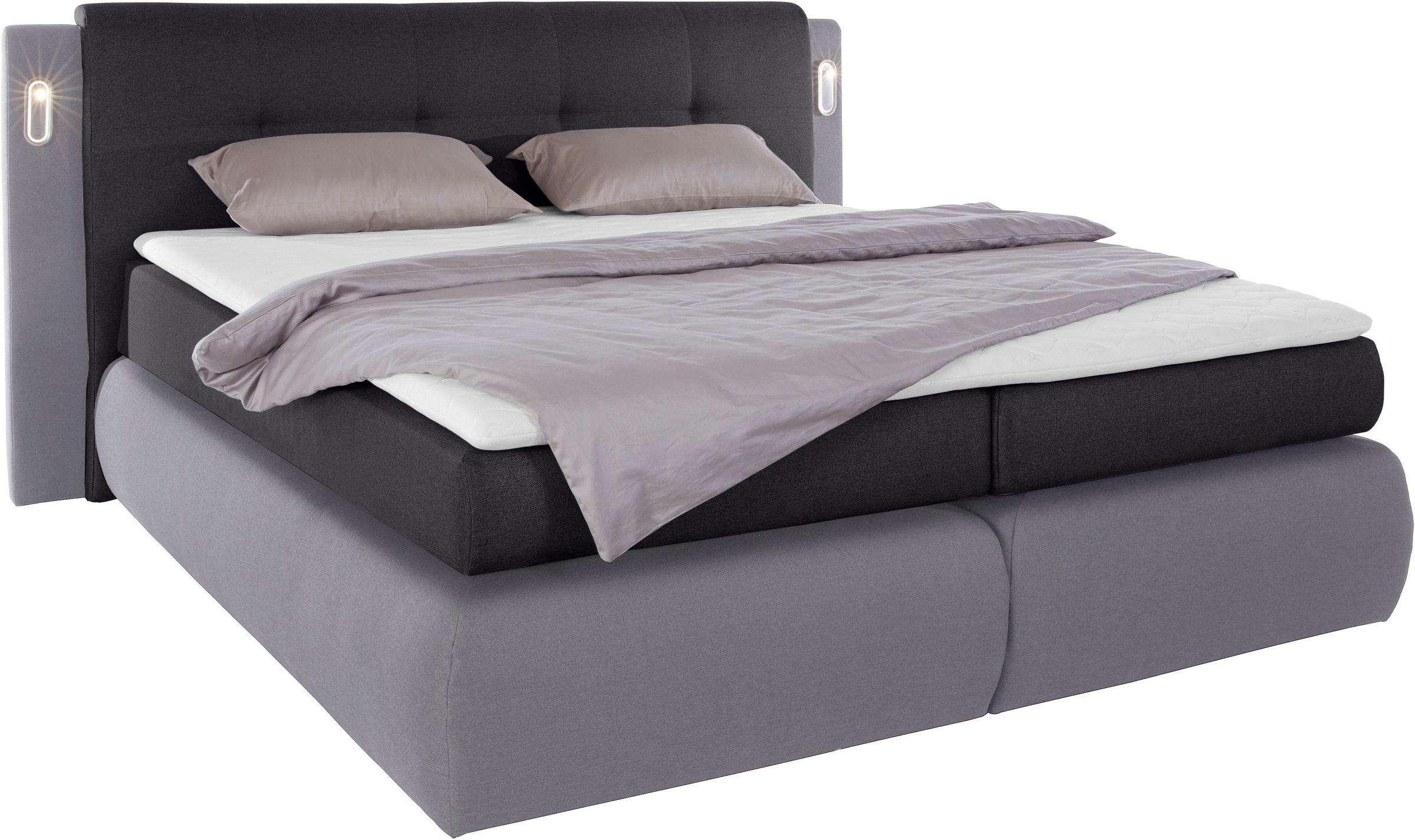 COLLECTION AB Boxspringbett »Borna«, inklusive Bettkasten, LED-Beleuchtung und Topper