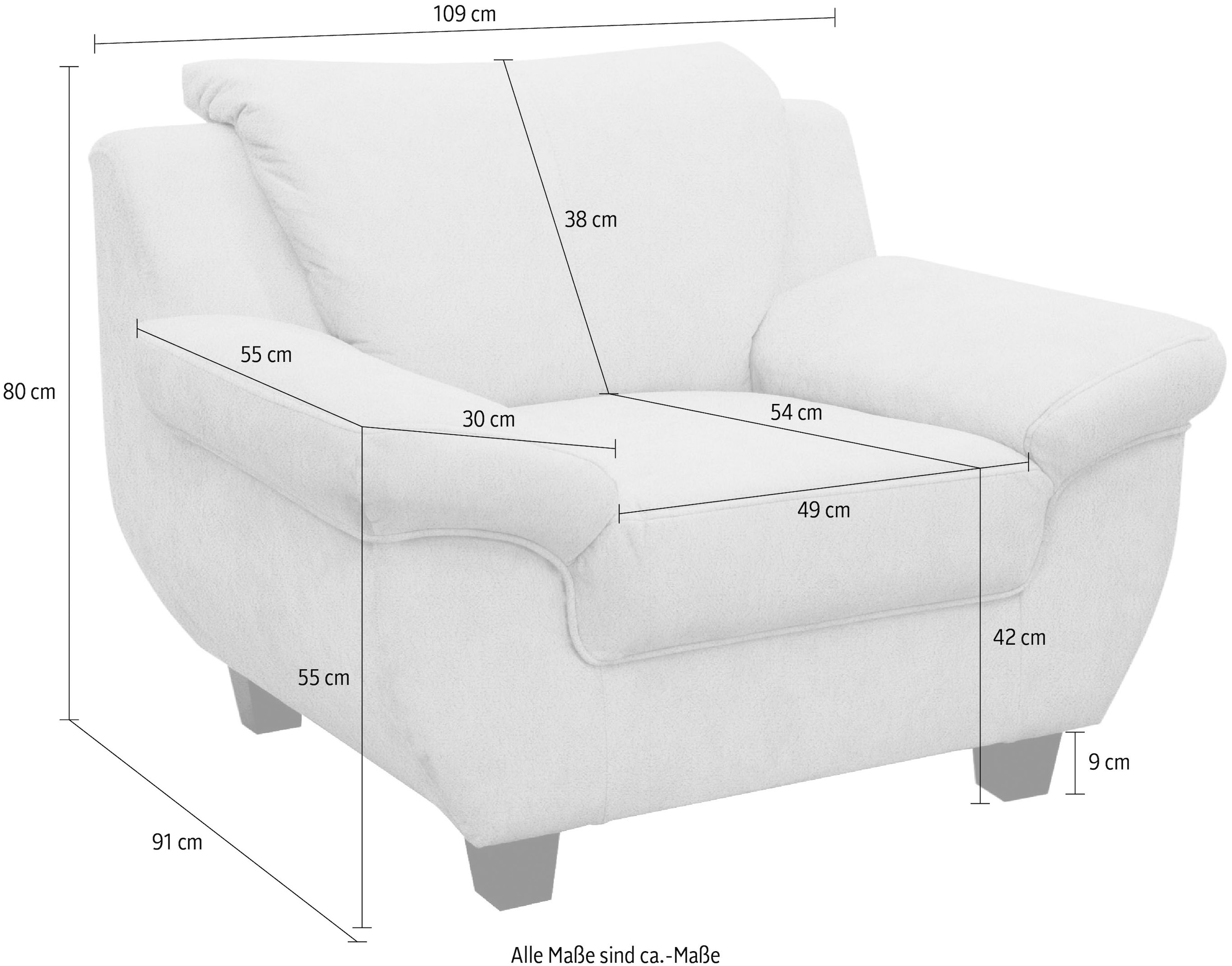 OTTO home Sessel »Silkeborg Sitzbreite: 49 cm, gemütlich und formschön« aus pflegeleichtem, weichem Luxus-Microfaser