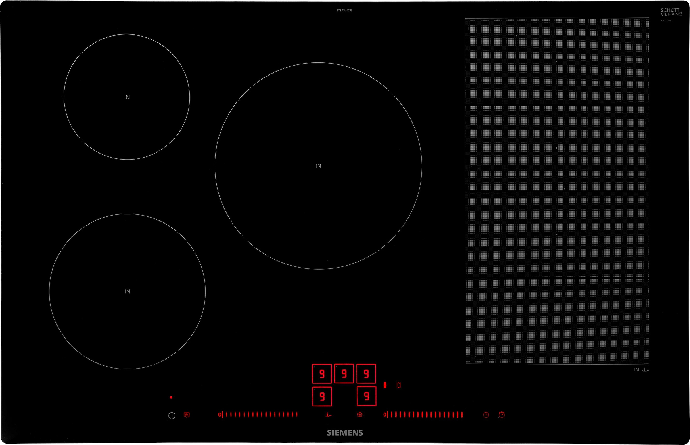 SIEMENS Flex-Induktions-Kochfeld von SCHOTT CERAN "EX801LVC1E", mit powerMove Plus