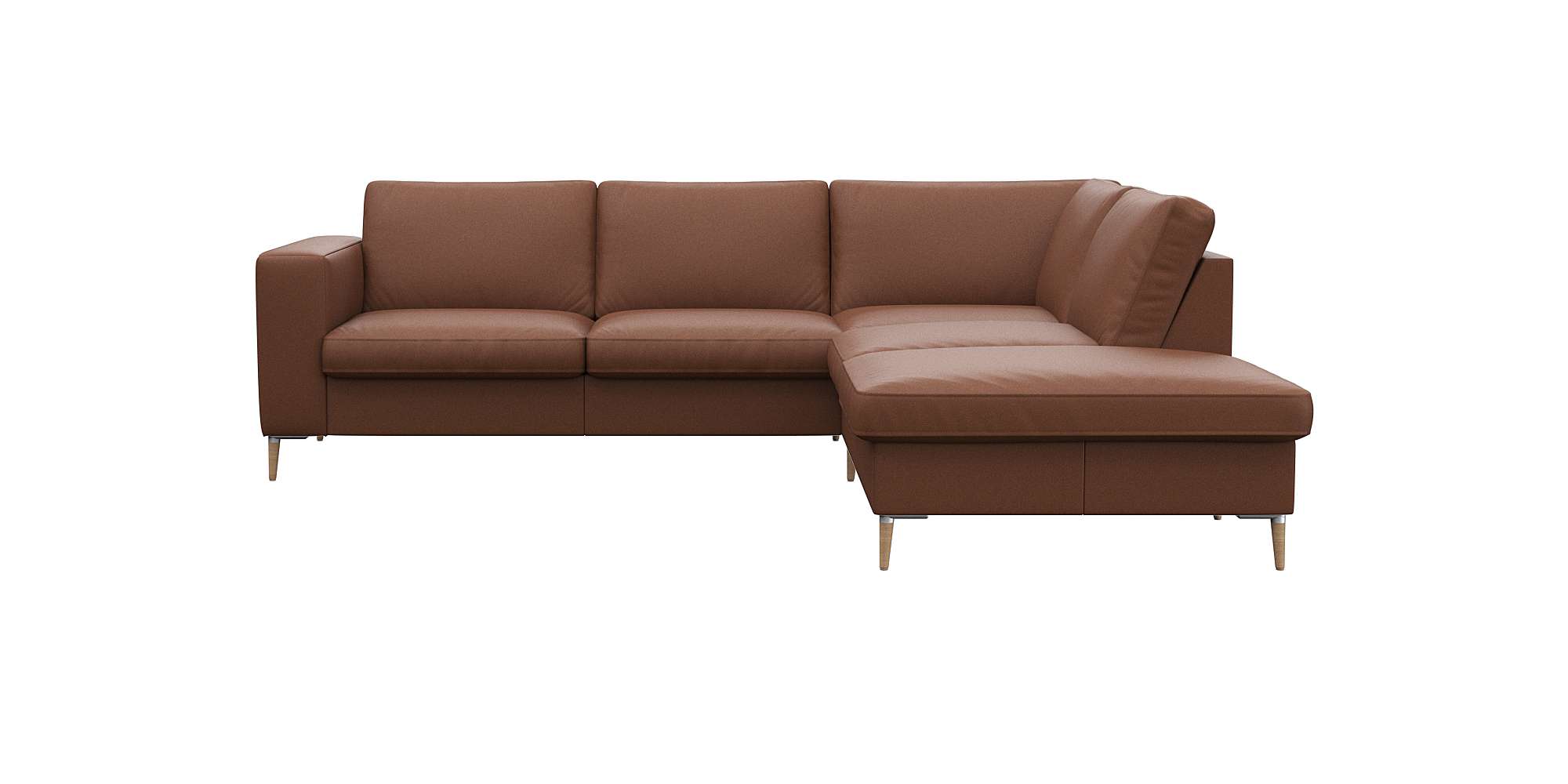 FLEXLUX Ecksofa "Fiore, L-Form" breite Armlehnen, Füße Alu/Eiche, B/T 241/225 cm, Kaltschaum im Sitz