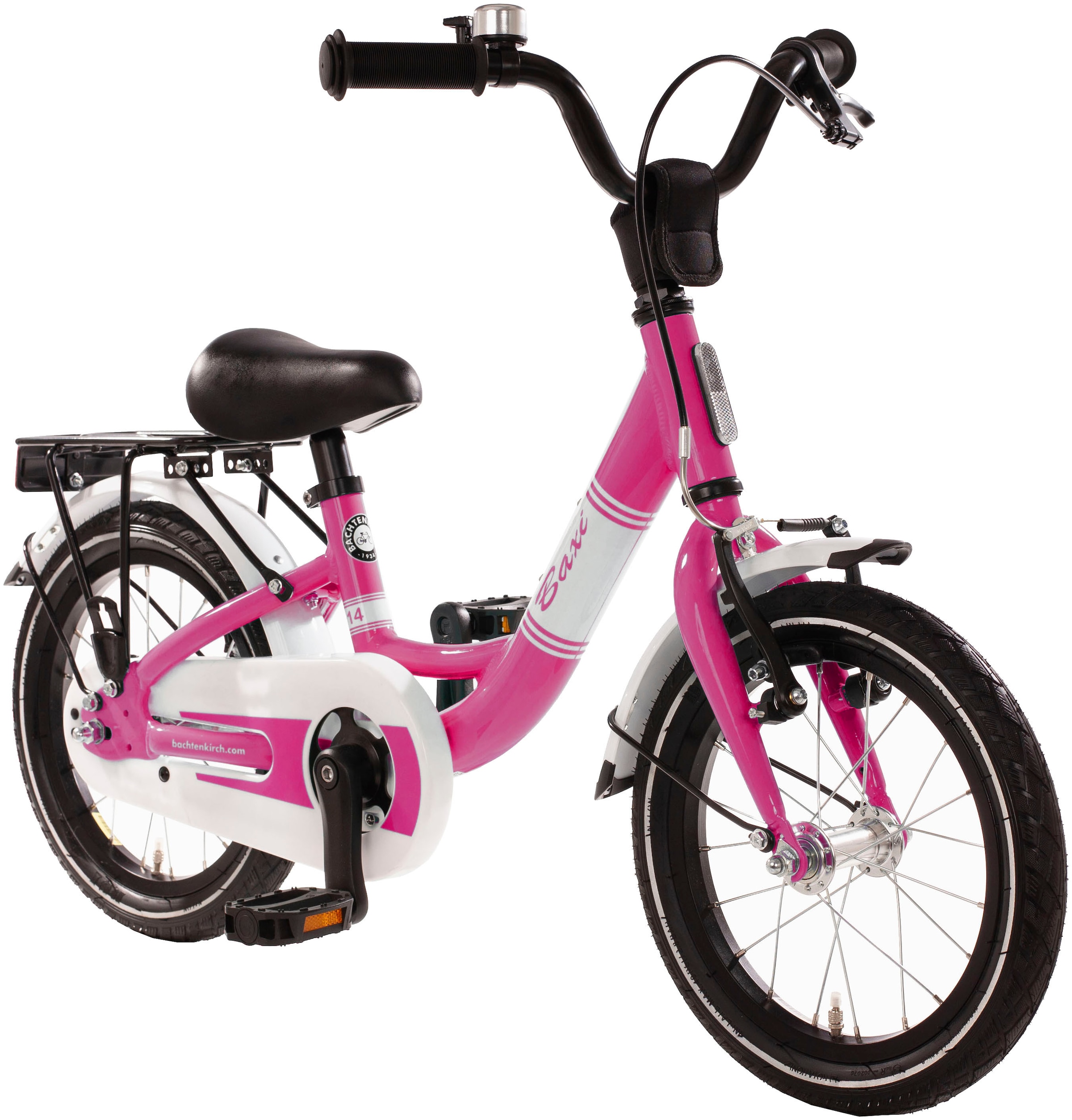 Bachtenkirch Kinderfahrrad »14" Baxi - pink«, 1 Gang, ohne Schaltung, (Packung), Alu Kinderfahrrad mit Vollausstattung, erhältlich in 14/16/18 Zoll