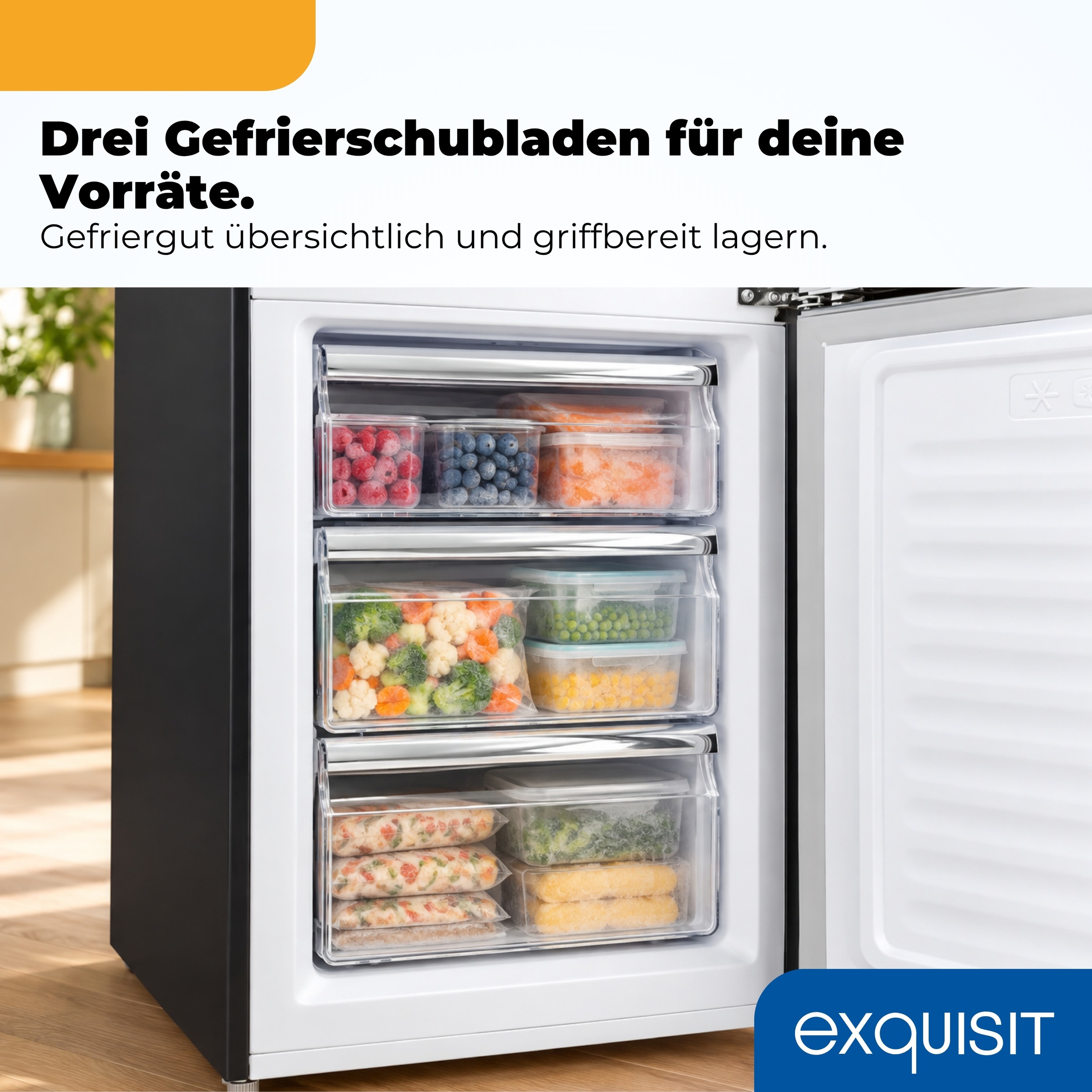 exquisit Kühl-/Gefrierkombination »RKGC250-70-H-160C mattschwarz« 183 cm hoch 54,5 cm breit Retro-Design mit 4-Sterne-Gefrierfach & flexiblen Glasablagen